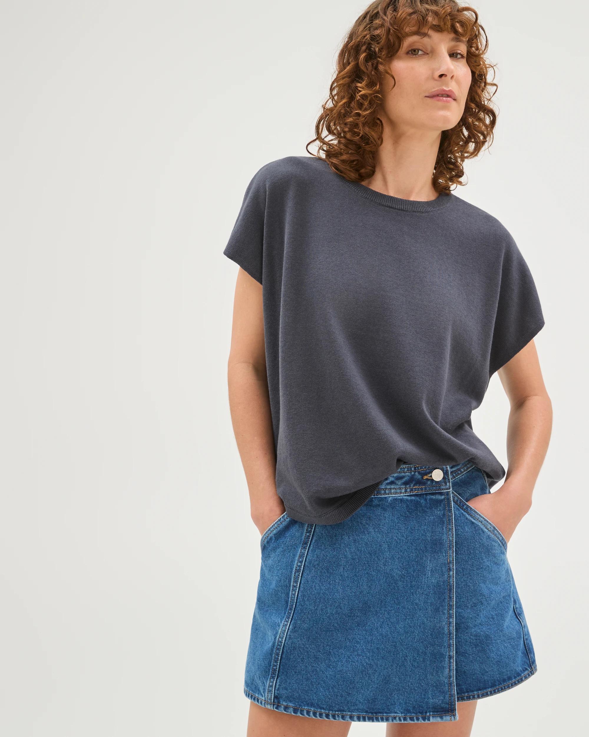 5 Target Denim Cotton Rich Wrap Front Denim Skort MID INDIGO, 5 of 7