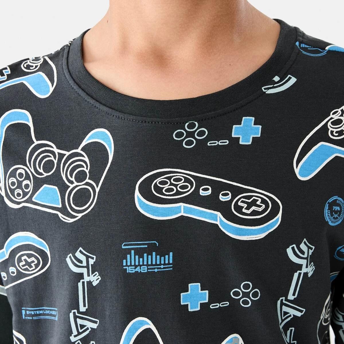 4 Short Sleeve Jersey Pyjama Set GREY GAMING, 4 of 10