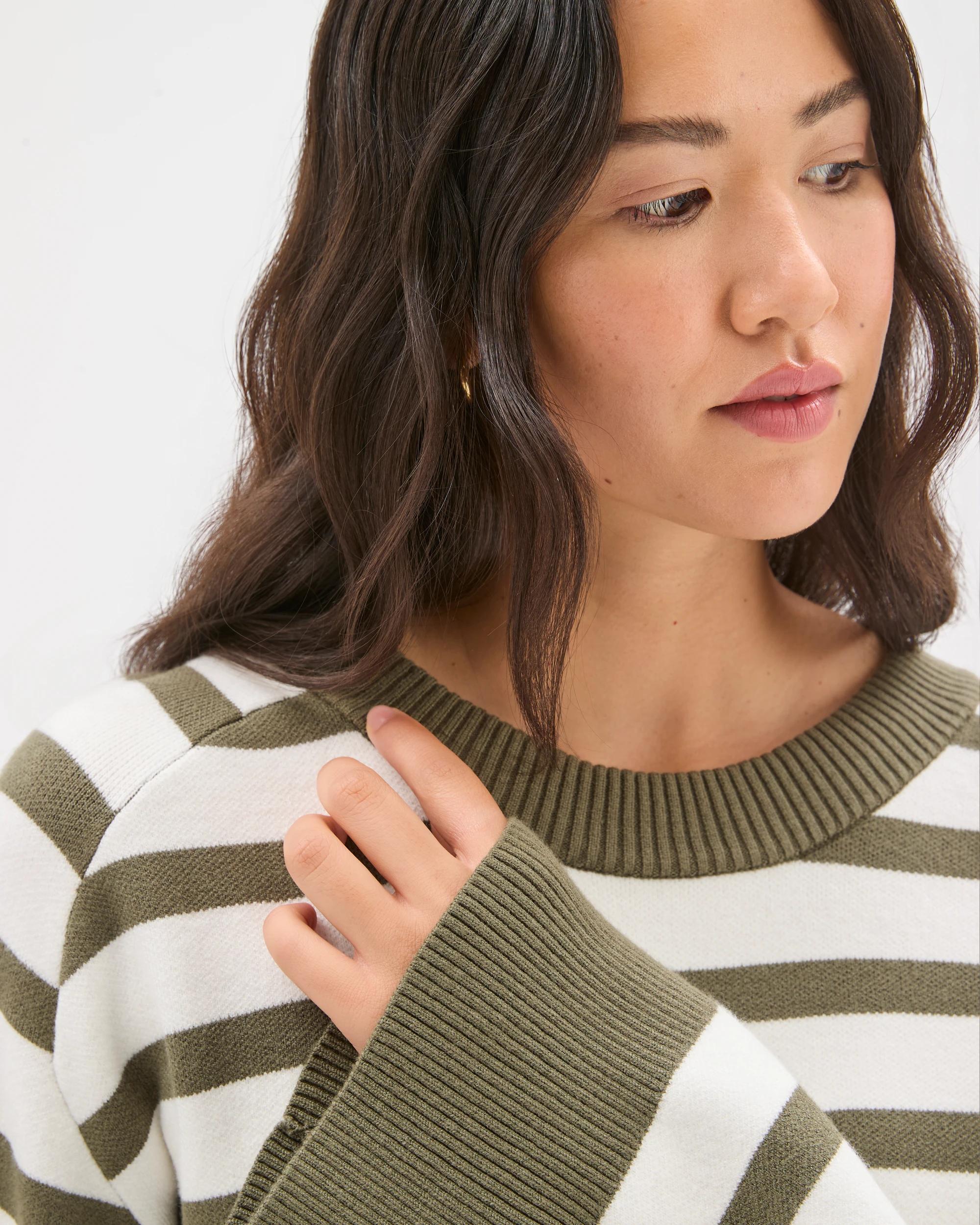 5 Target Woman Clean Knit Crew Neck Jumper DUSTY OLIVE STRIPE, 5 of 7