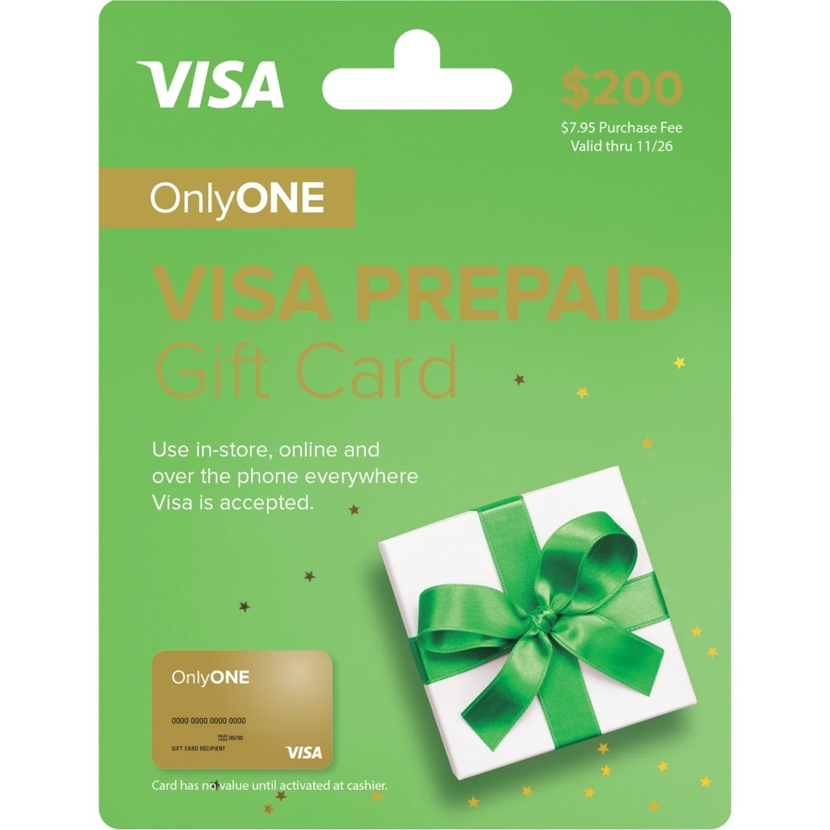 1 Only One VISA $200 Prepaid Gift Card