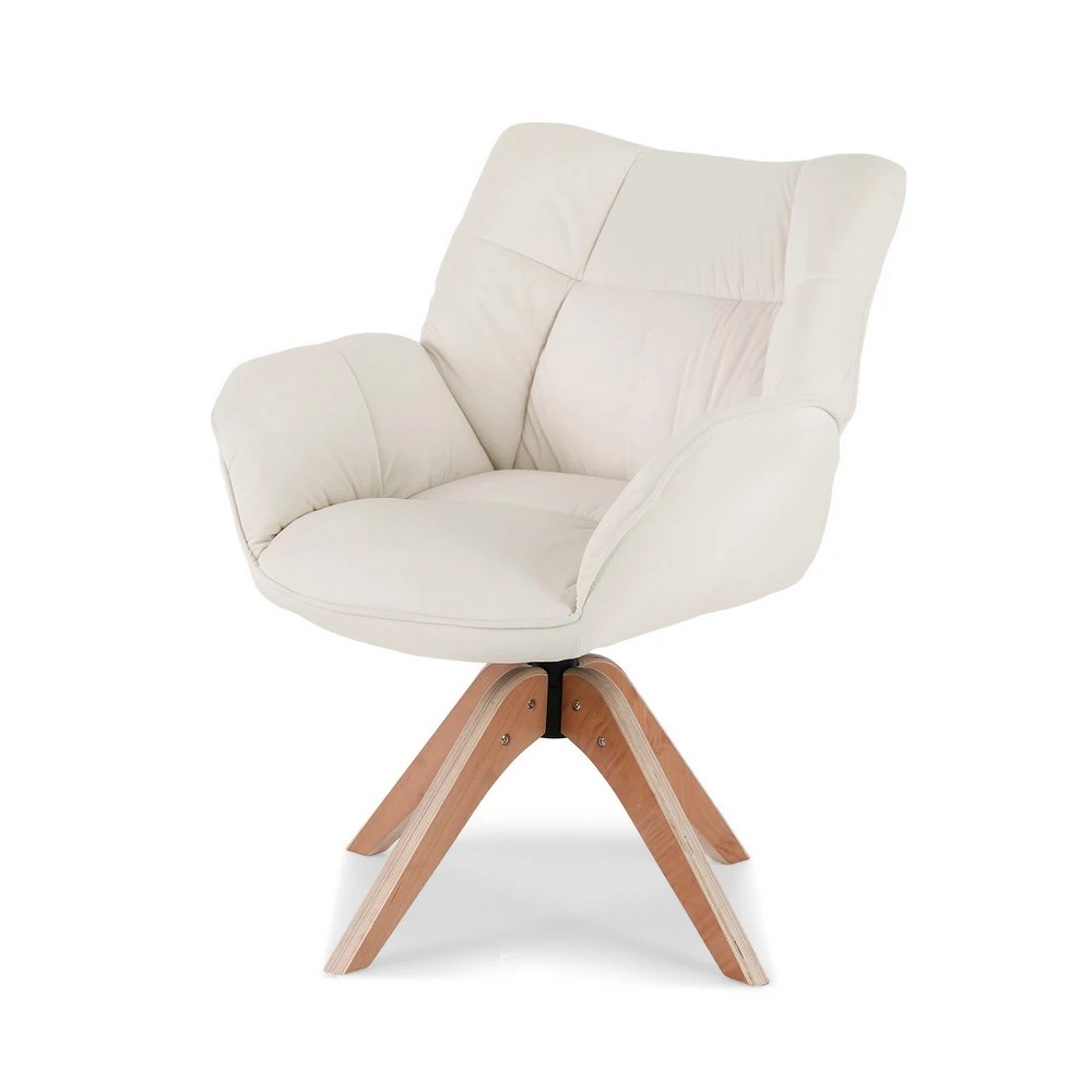 1 Artiss Swivel Chair Armchair Nursing Velvet - White, 1 of 6
