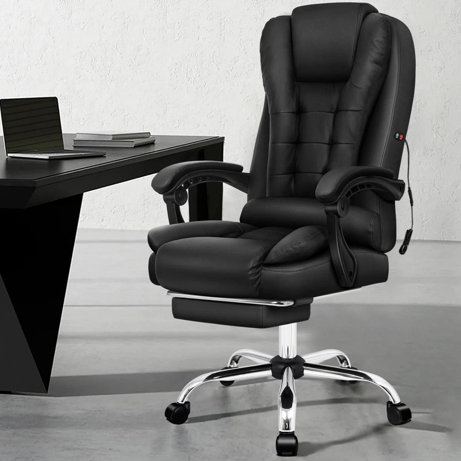 2 Alfordson Massage Office Chair Executive Seat Gaming PU Leather Computer Racer - Black, 2 of 10