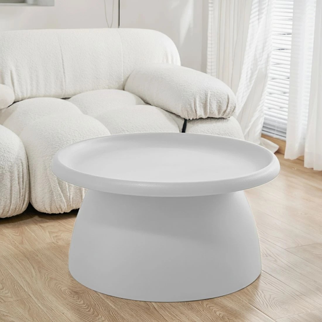 7 Artiss Coffee Table Round 71CM Plastic - White, 7 of 7