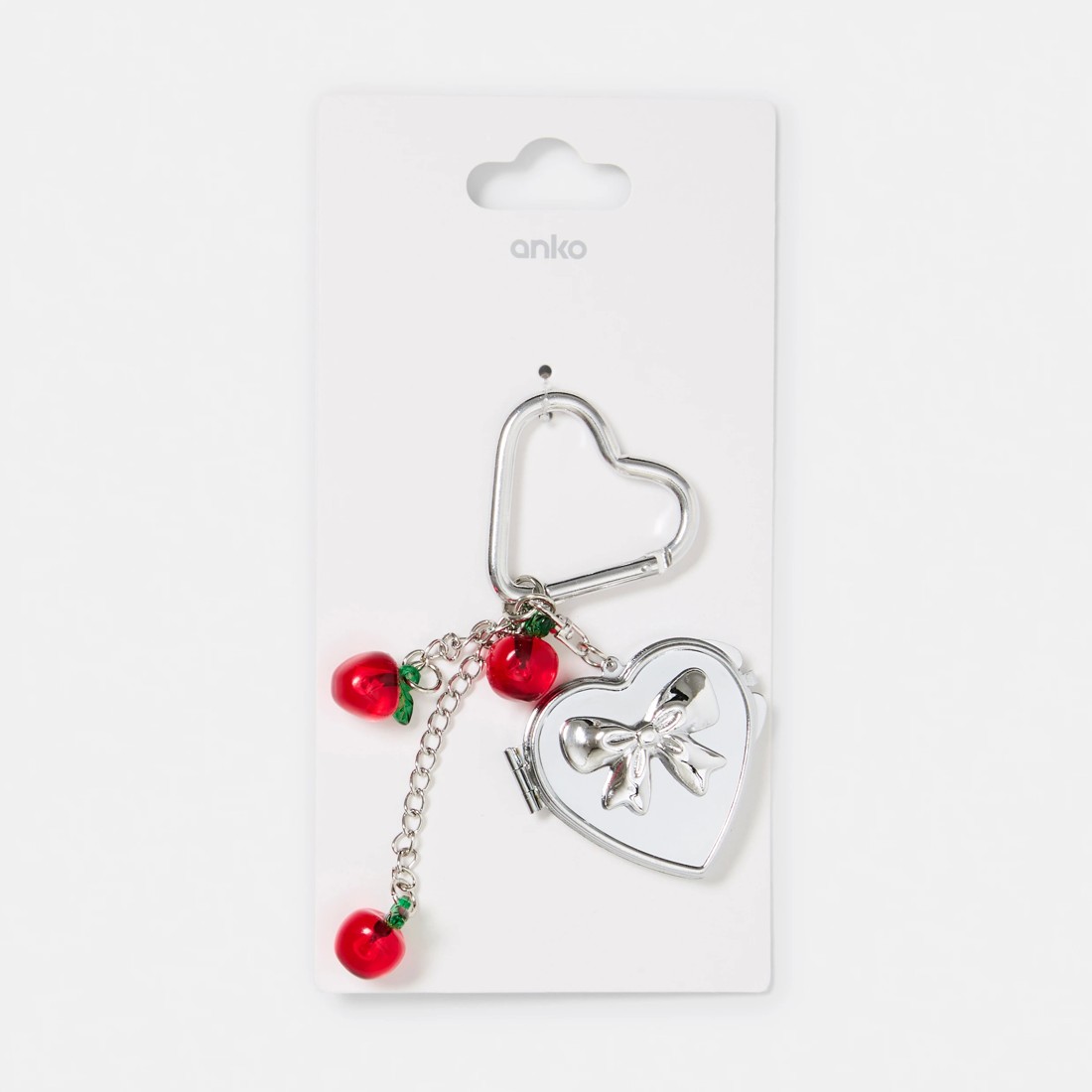 4 Locket Apple Bag Charm Keyring - Silver, 4 of 4