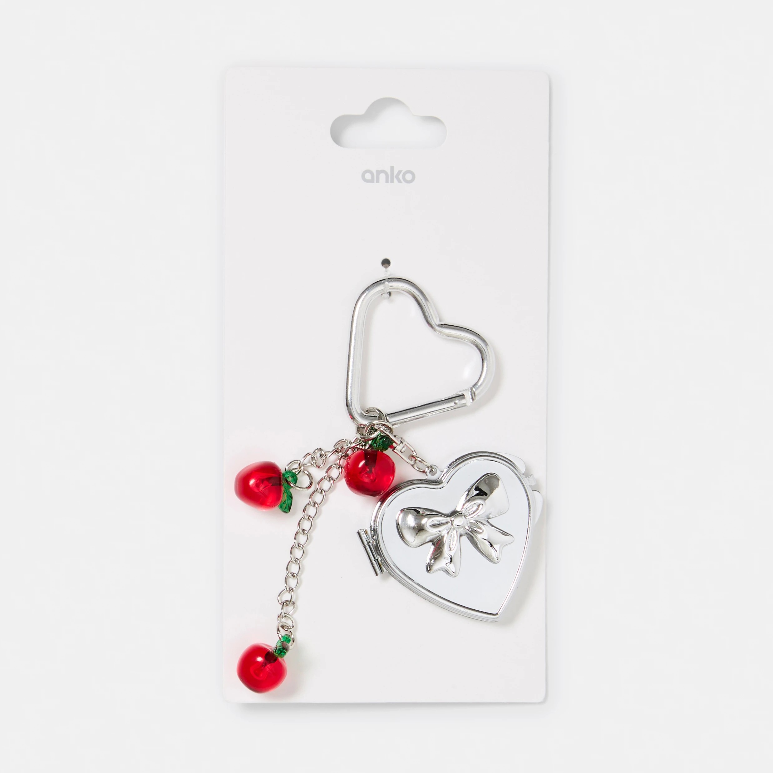 4 Locket Apple Bag Charm Keyring - Silver, 4 of 4