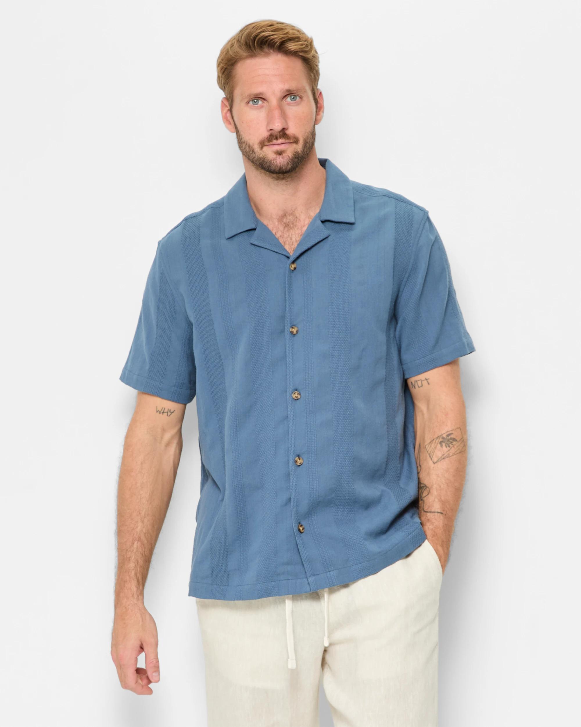 1 Target Australian Cotton Short Sleeve Stripe Shirt LIGHT BLUE, 1 of 5