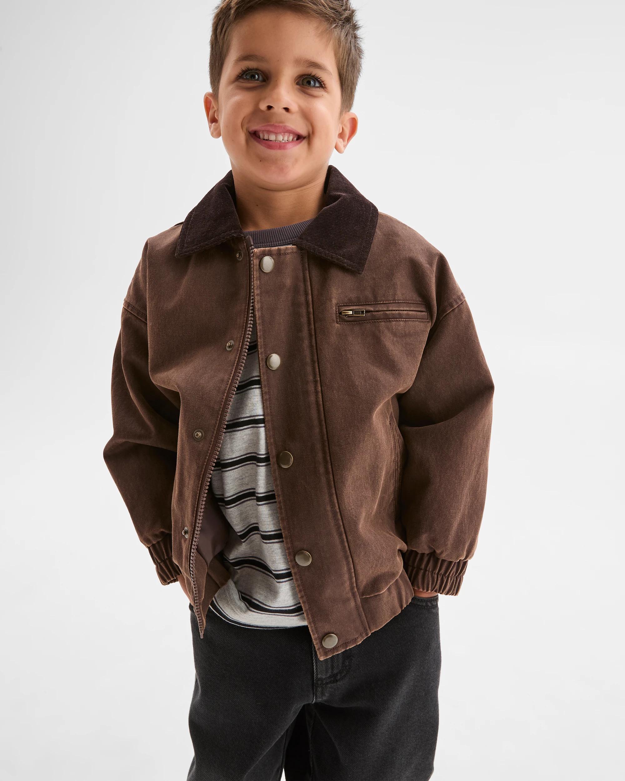 3 Target Kids Australian Cotton Blend Waxed Jacket BROWN, 3 of 7