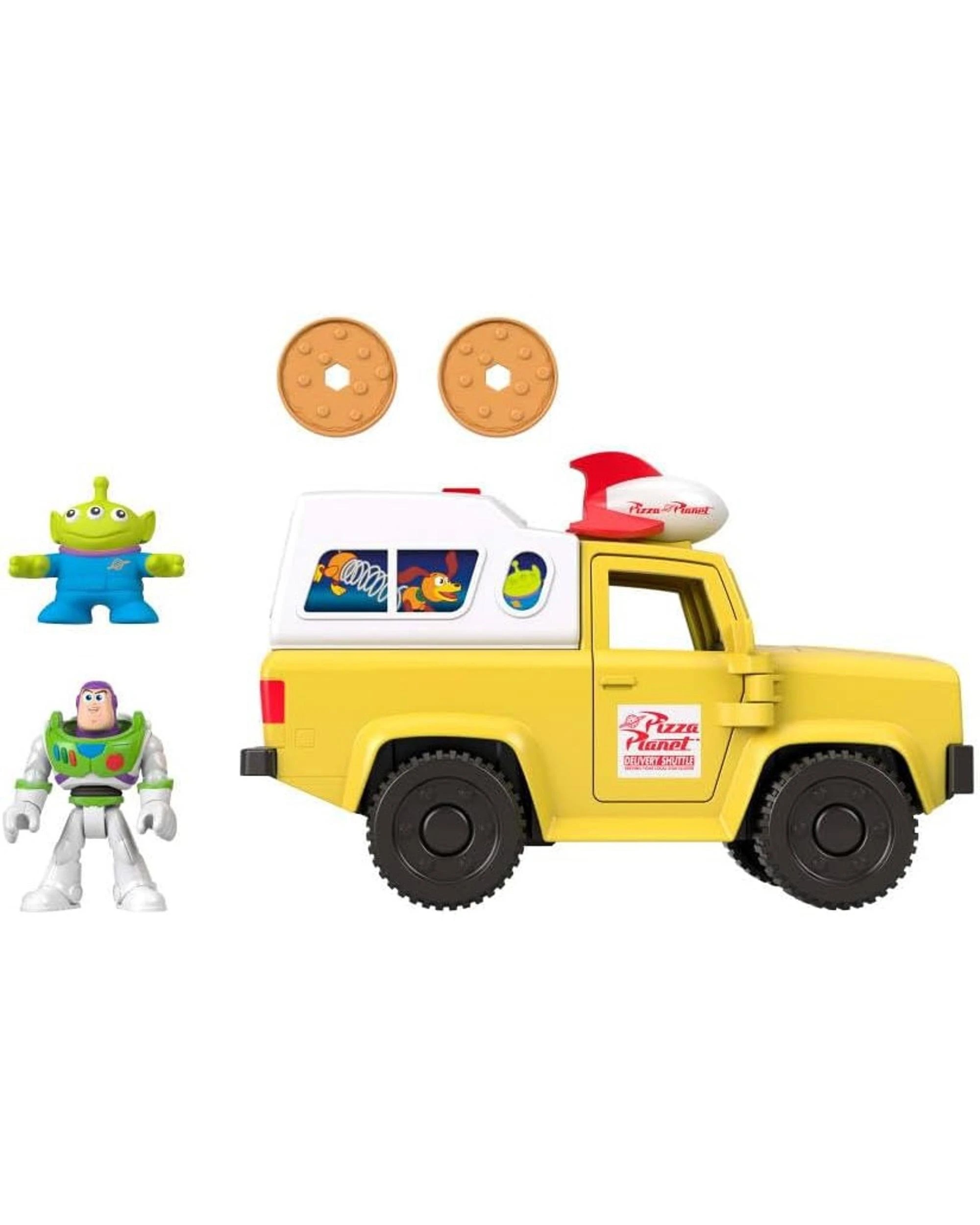 2 Fisher-Price Imaginext Disney Pixar Toy Story Buzz and Pizza Planet Truck Disc Launcher Vehicle, 2 of 10