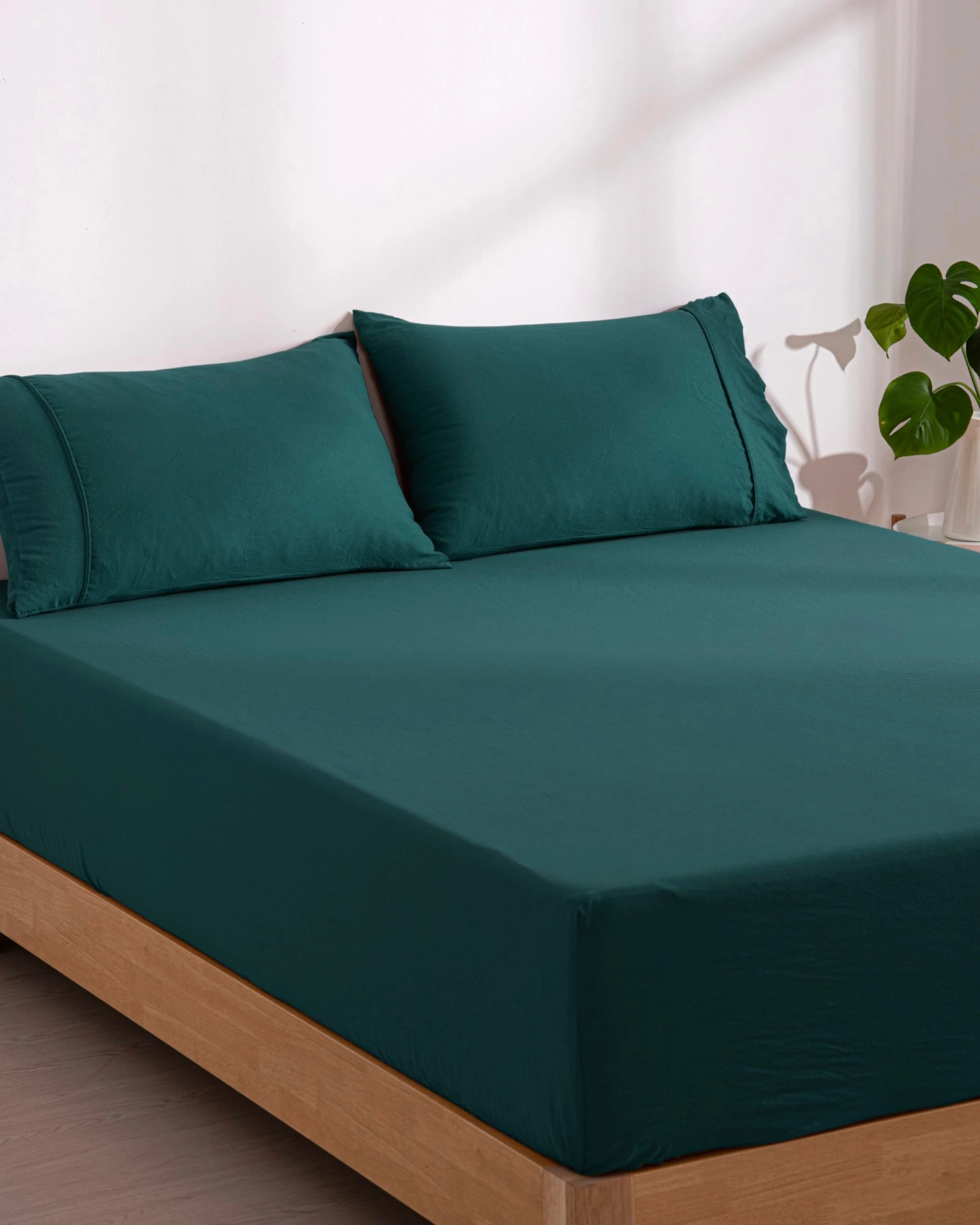 2 Dreamaker Superfine Washed Microfibre Combo Fitted Sheet Set - Super King Bed - Teal, 2 of 10