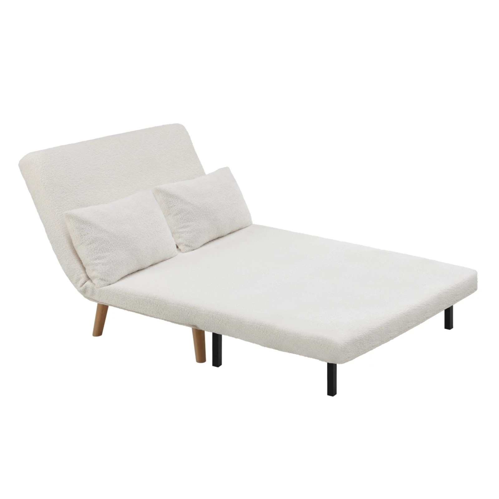 7 Oikiture Sofa Bed Lounge Chair Sherpa Fabric Recliner Wood Leg 2 Seater
 - White, 7 of 8