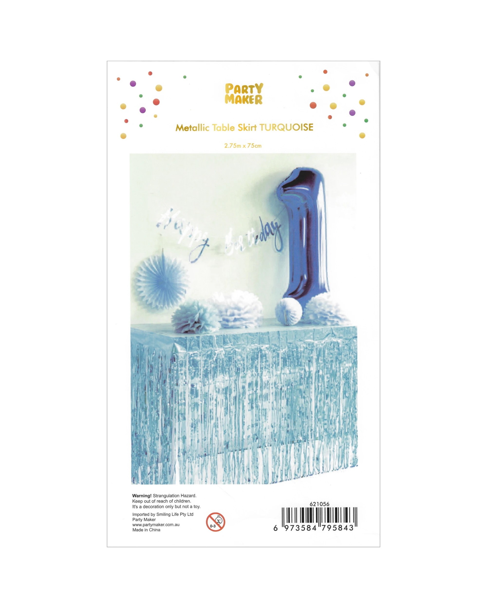 2 Partyrama Metallic Teal Table Skirt - Teal, 2 of 2