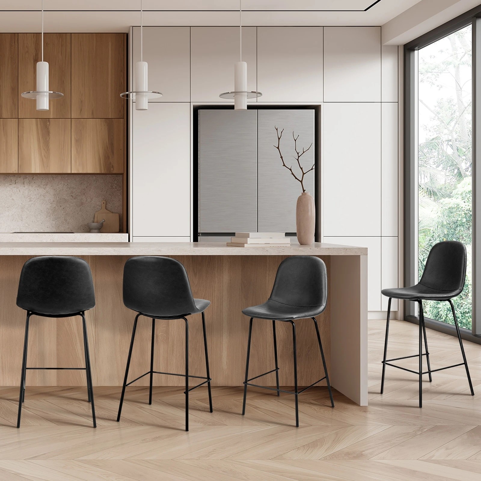 3 Oikiture 4x Bar Stools Barstool - Black, 3 of 9