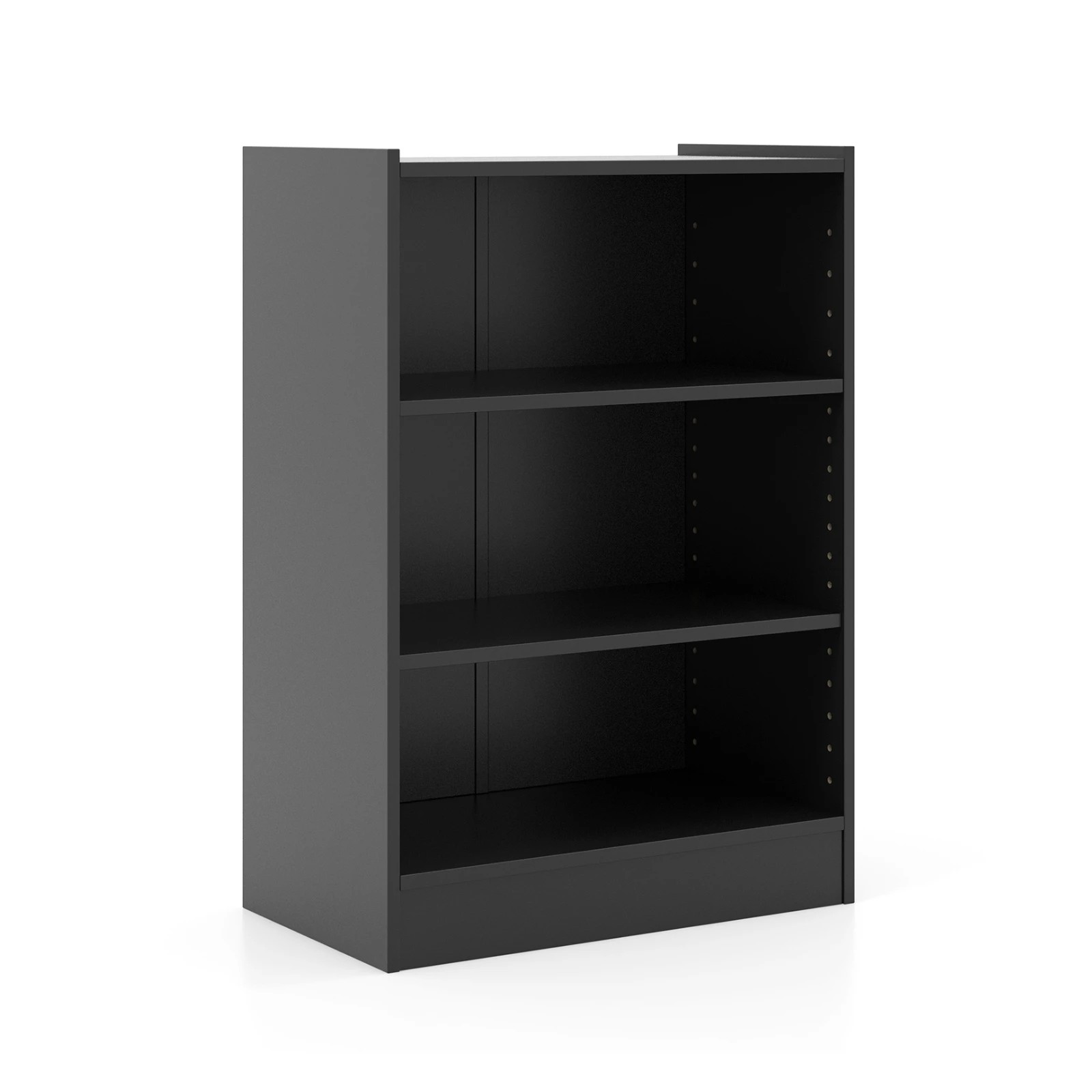 1 Costway 3-Tier Bookcase Display Bookshelf w/Adjustable Shelves Storage Cabinet Organizer - Black, 1 of 3