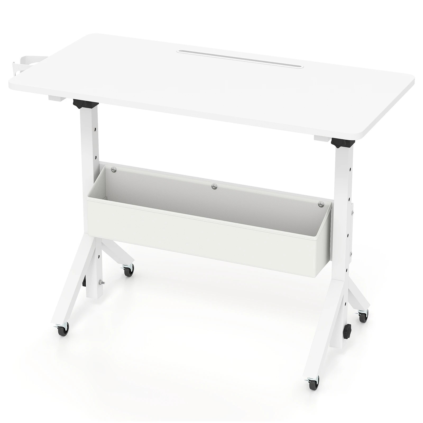 1 Costway Mobile Standing Desk Height Adjustable Home Office Stand Up Desk - White, 1 of 4