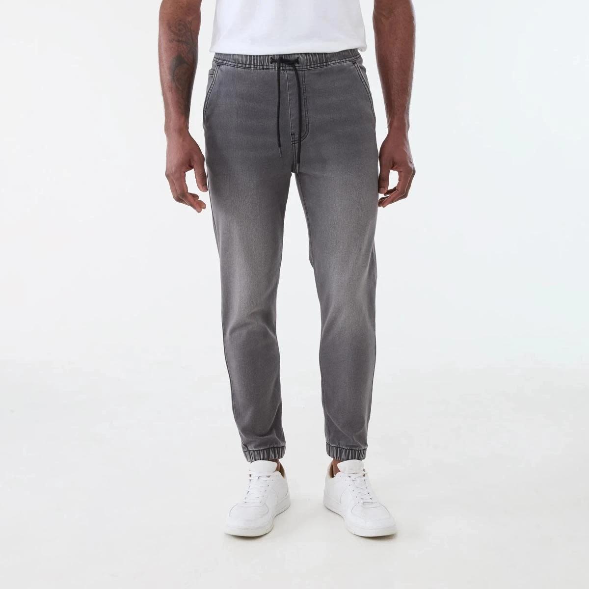 1 Cuffed Denim Joggers Gry Wash, 1 of 5