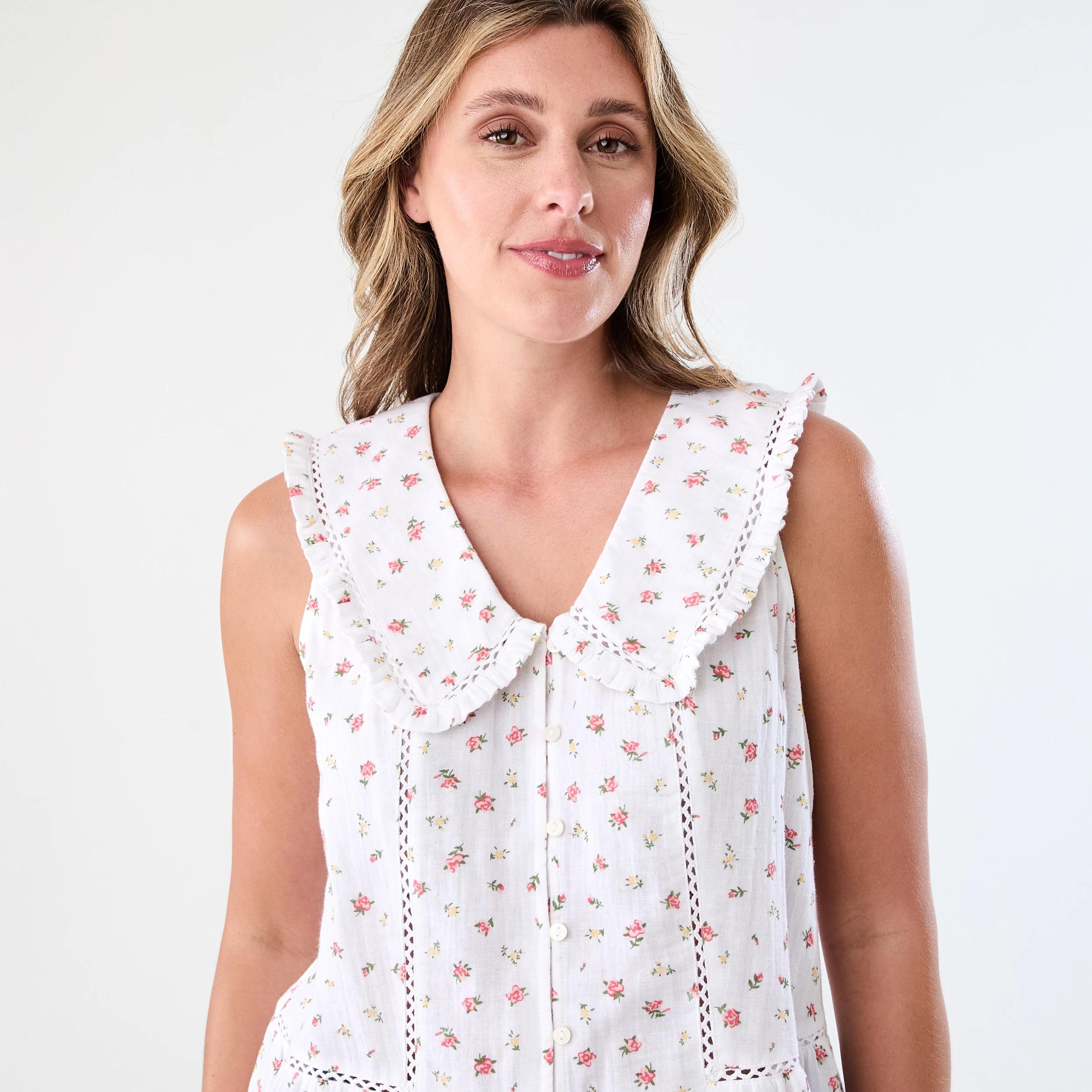 4 Sleeveless Collared Frill Top Pink Ditsy, 4 of 7