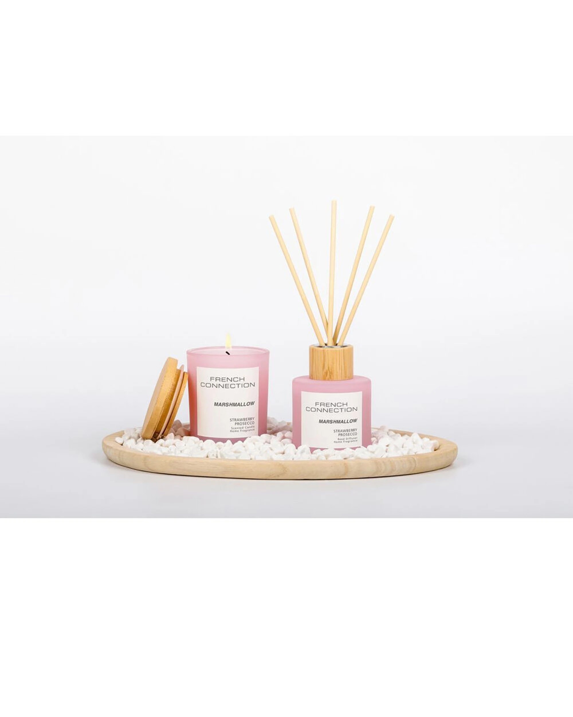 3 French Connection Gift Set W/ Pebbles & Plate Marshmallow Strawberry Prosecco - Pink, 3 of 3