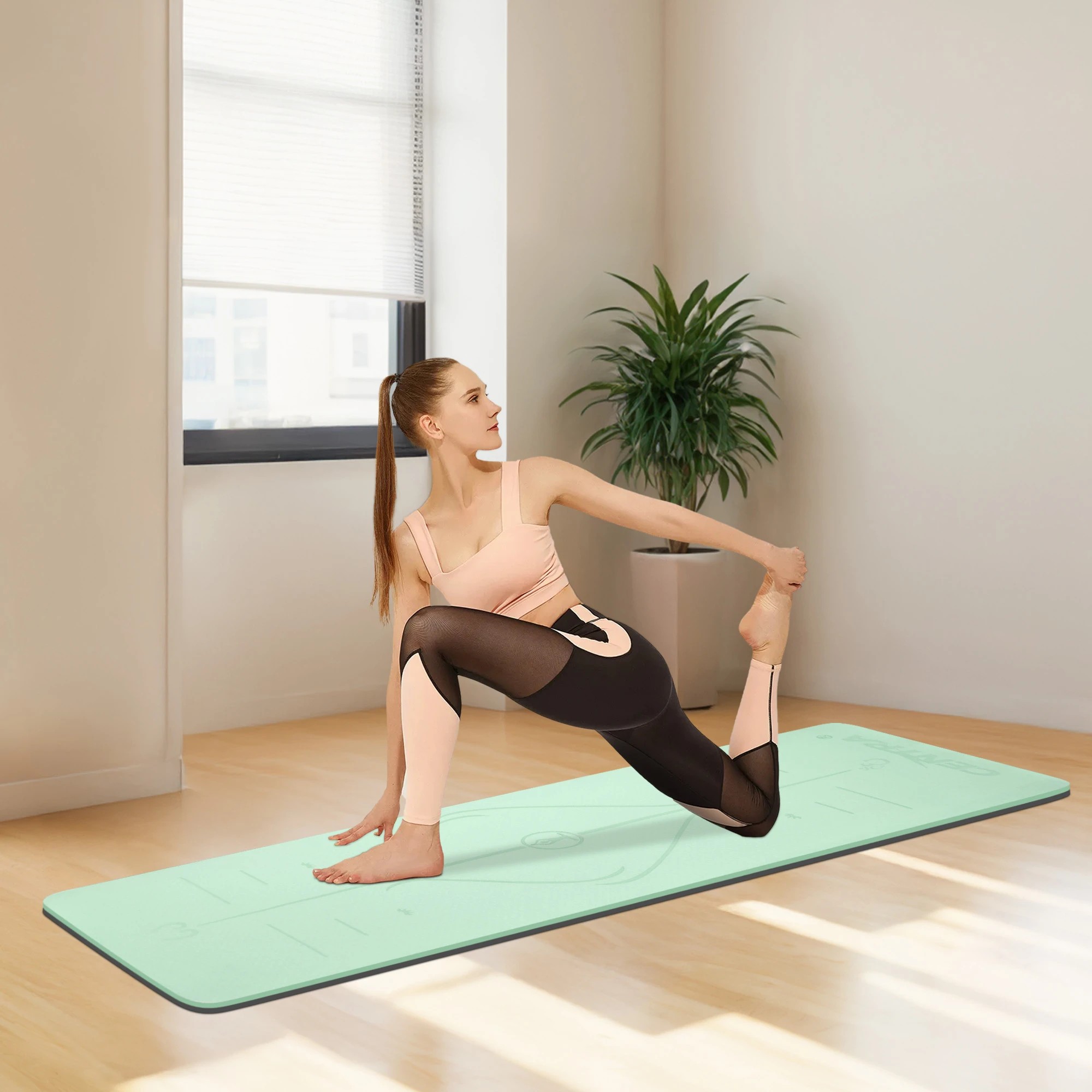 8 Centra 183X61X0.6Cm Yoga Mat In Mint And Dual Colour - Black, 8 of 9