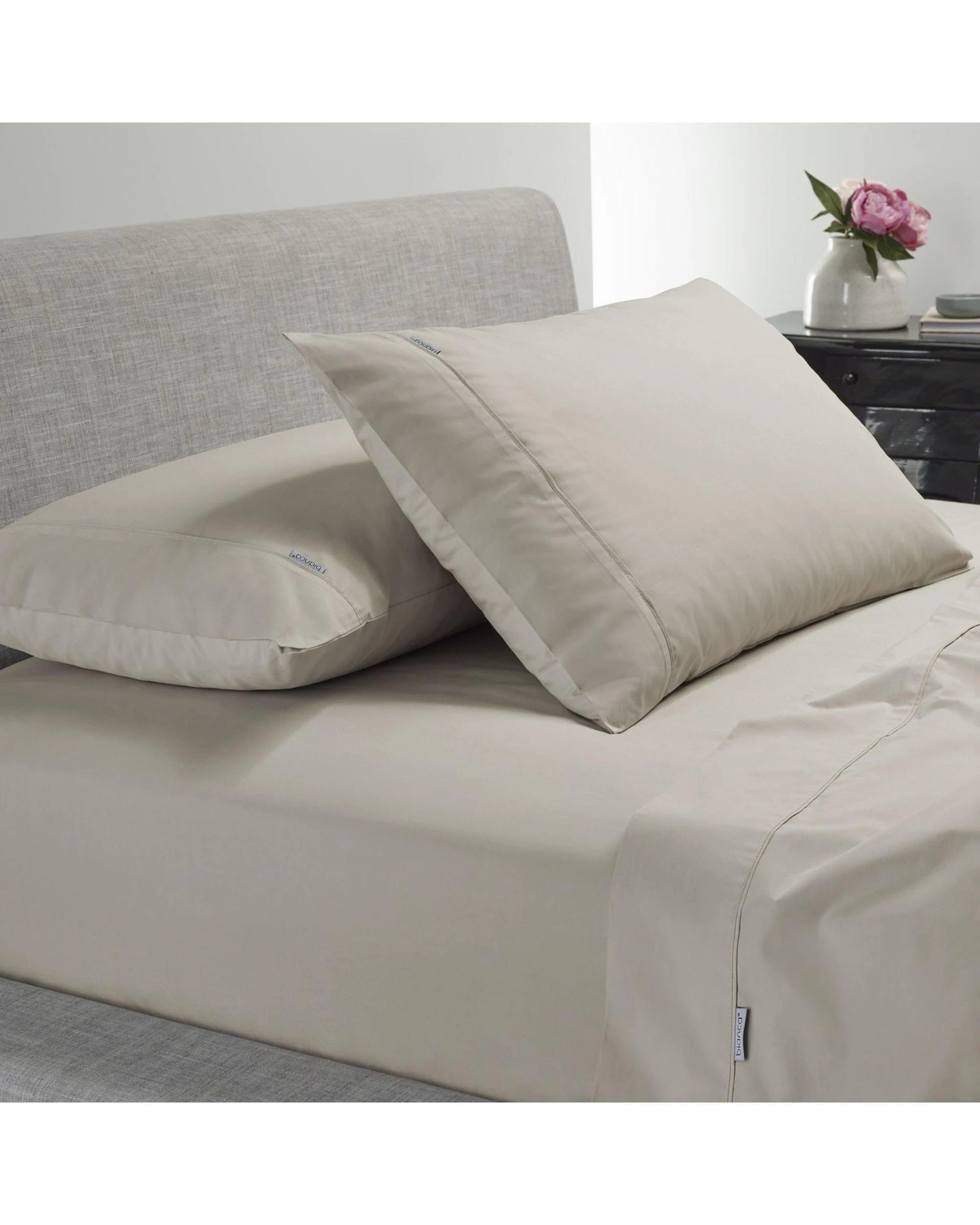 1 Bianca Heston 300 Thread Count Cotton Percale Sheet Sets - King Bed - Brown, 1 of 1