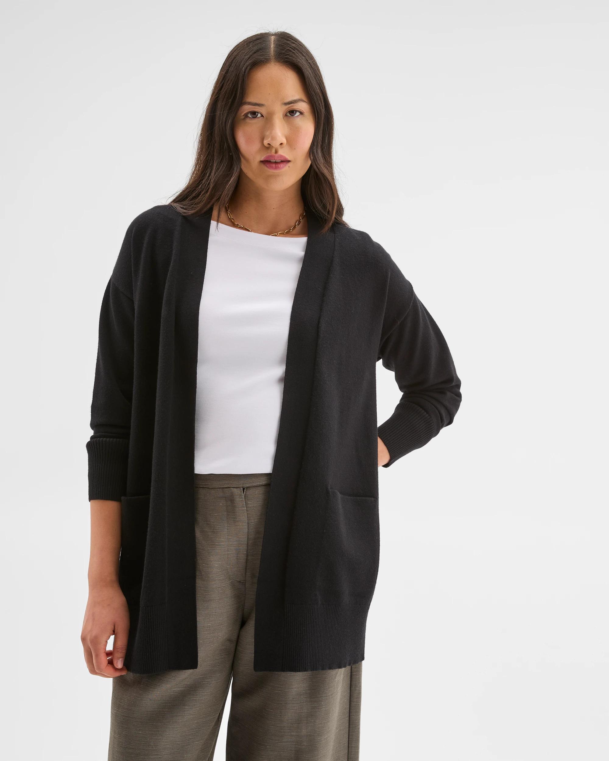 4 Preview Long Sleeve Edge To Edge Cardigan BLACK, 4 of 8