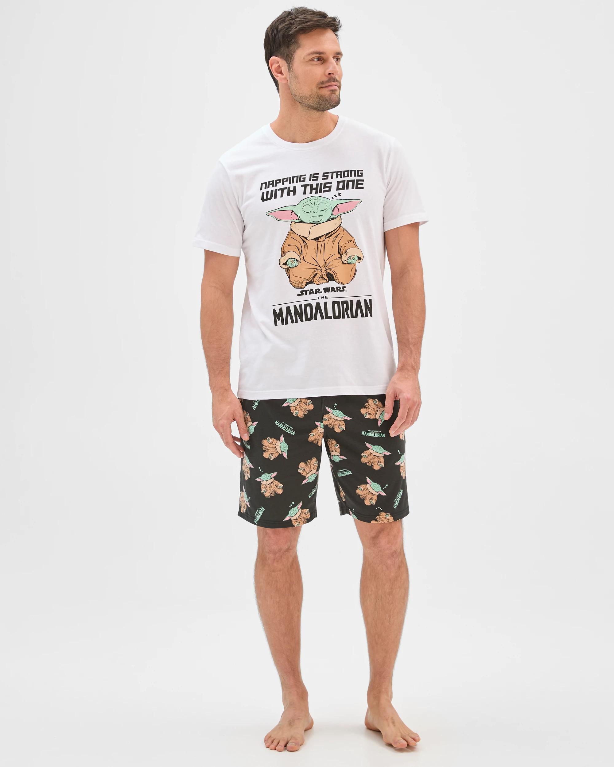 1 Disney Star Wars Top & Shorts Pyjama Set GROGU WHITE, 1 of 6