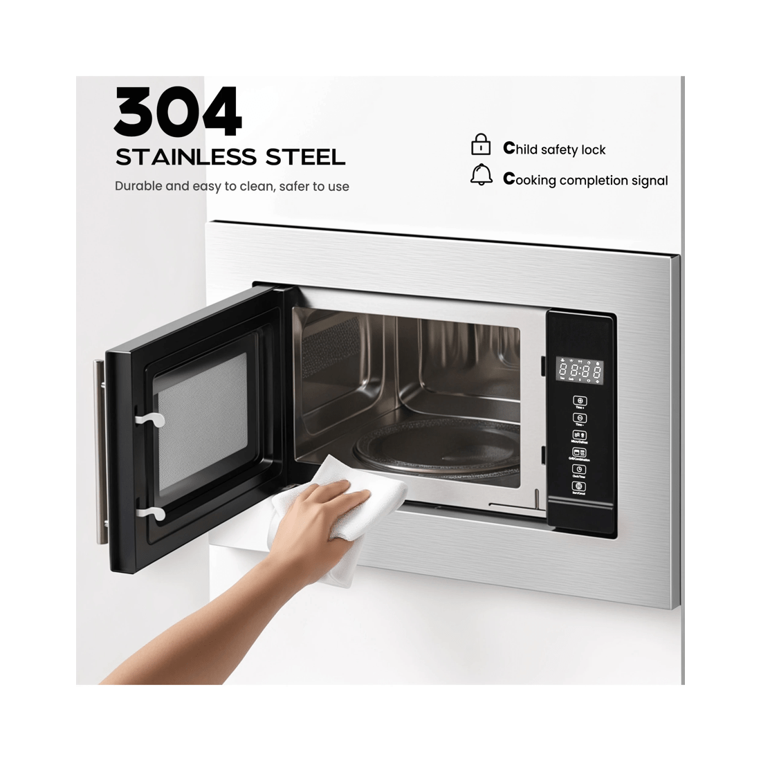 5 Advwin 20l Built-in Microwave Oven, 800w Microwave Oven, Touch Control Microwave With Timer And Defrost, 5 of 7