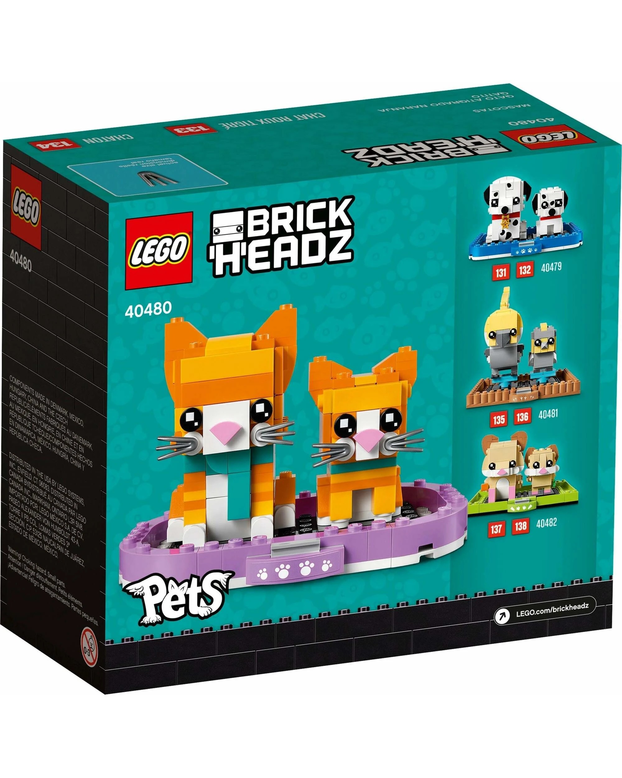 2 LEGO 40480 Ginger Tabby Cat & Kitten BrickHeadz Set, 2 of 4