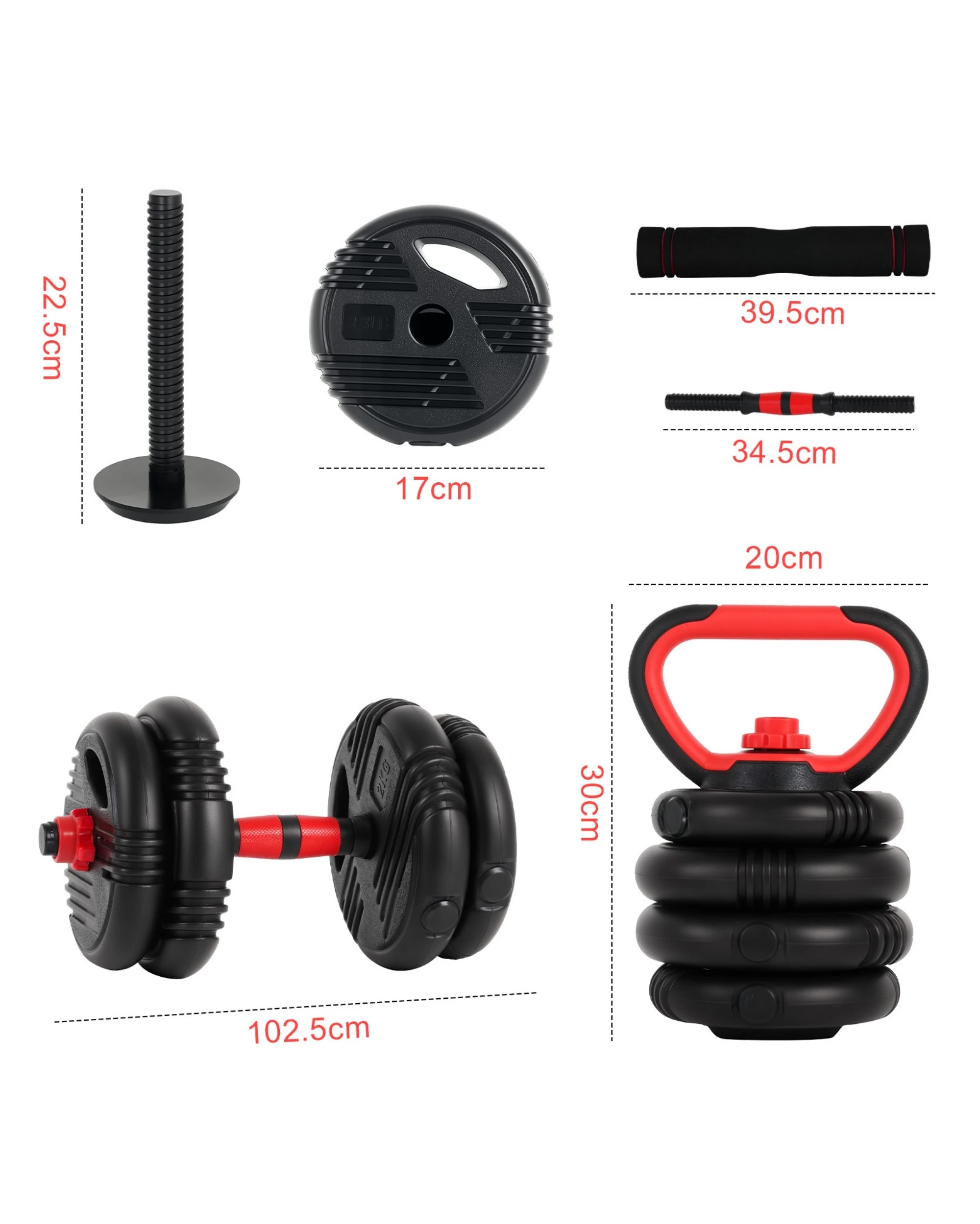 9 Advwin 15kg Adjustable Dumbbells - Black, 9 of 10