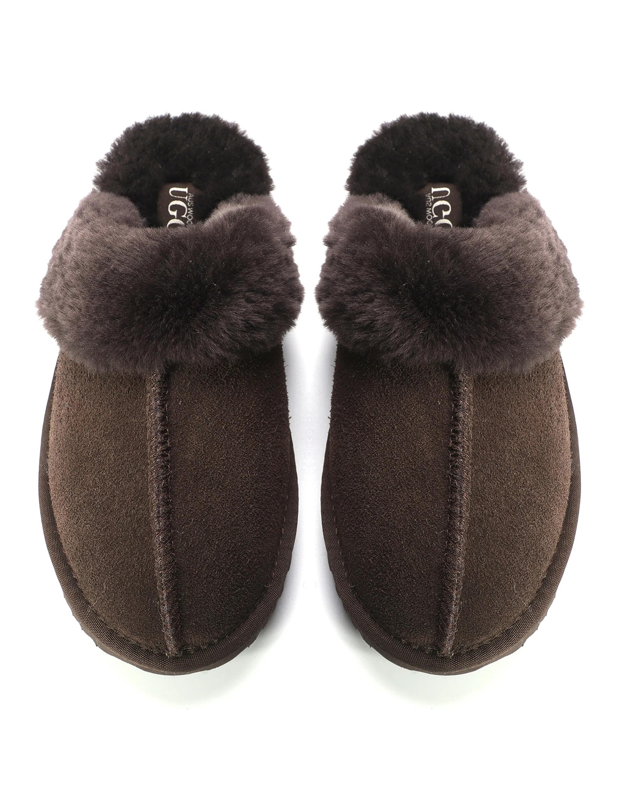 5 AUS WOOLI UGG Sheepskin Wool Sydney Slippers CHOCOLATE, 5 of 6