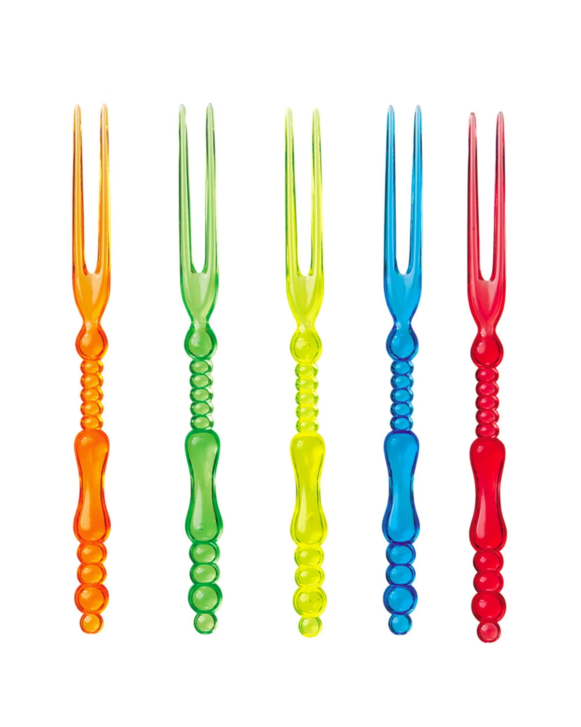 1 Meteor Coloured Plastic Cocktail Forks Pack of 25 - Multi, 1 of 1