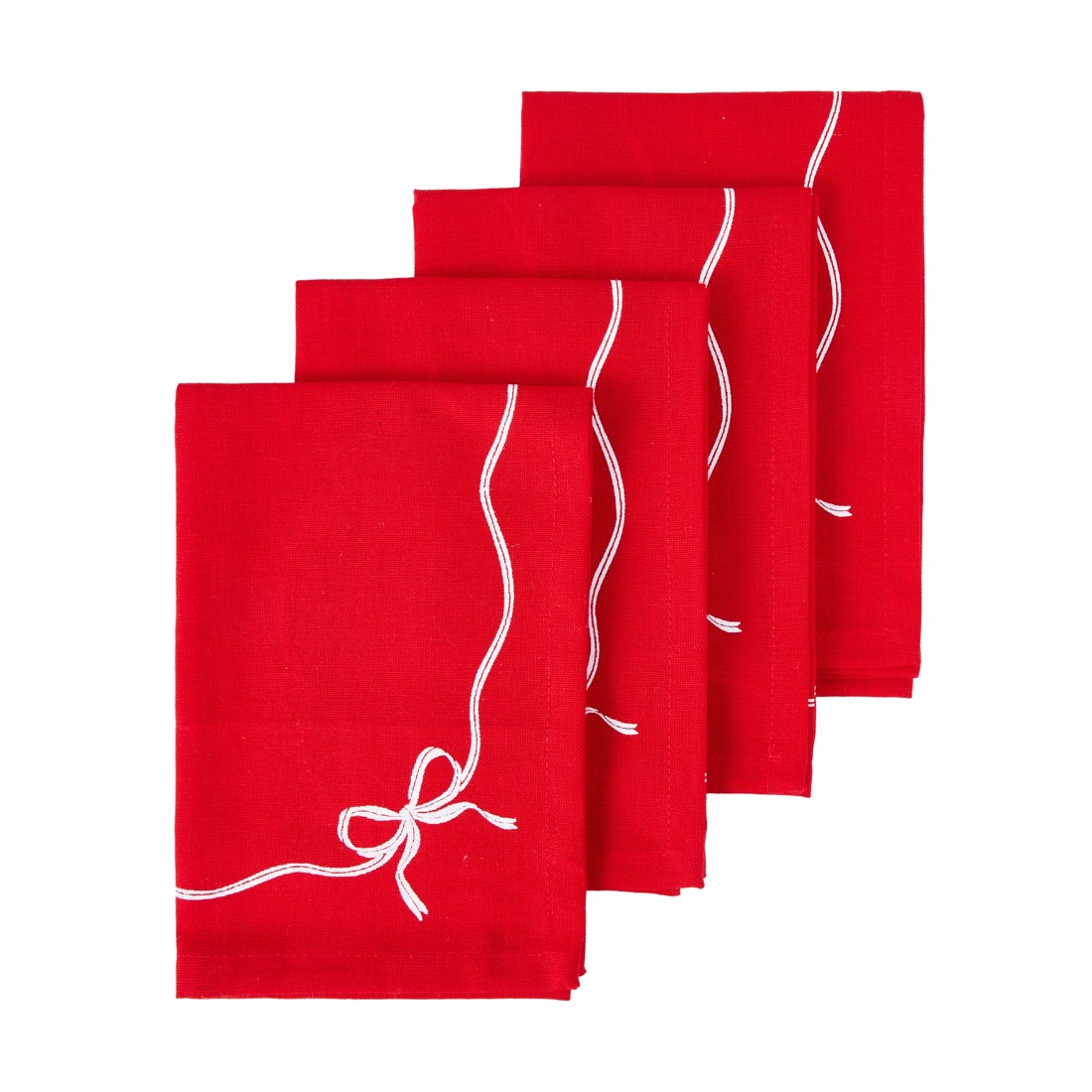1 4 Pack Red Bow Napkins, 1 of 4