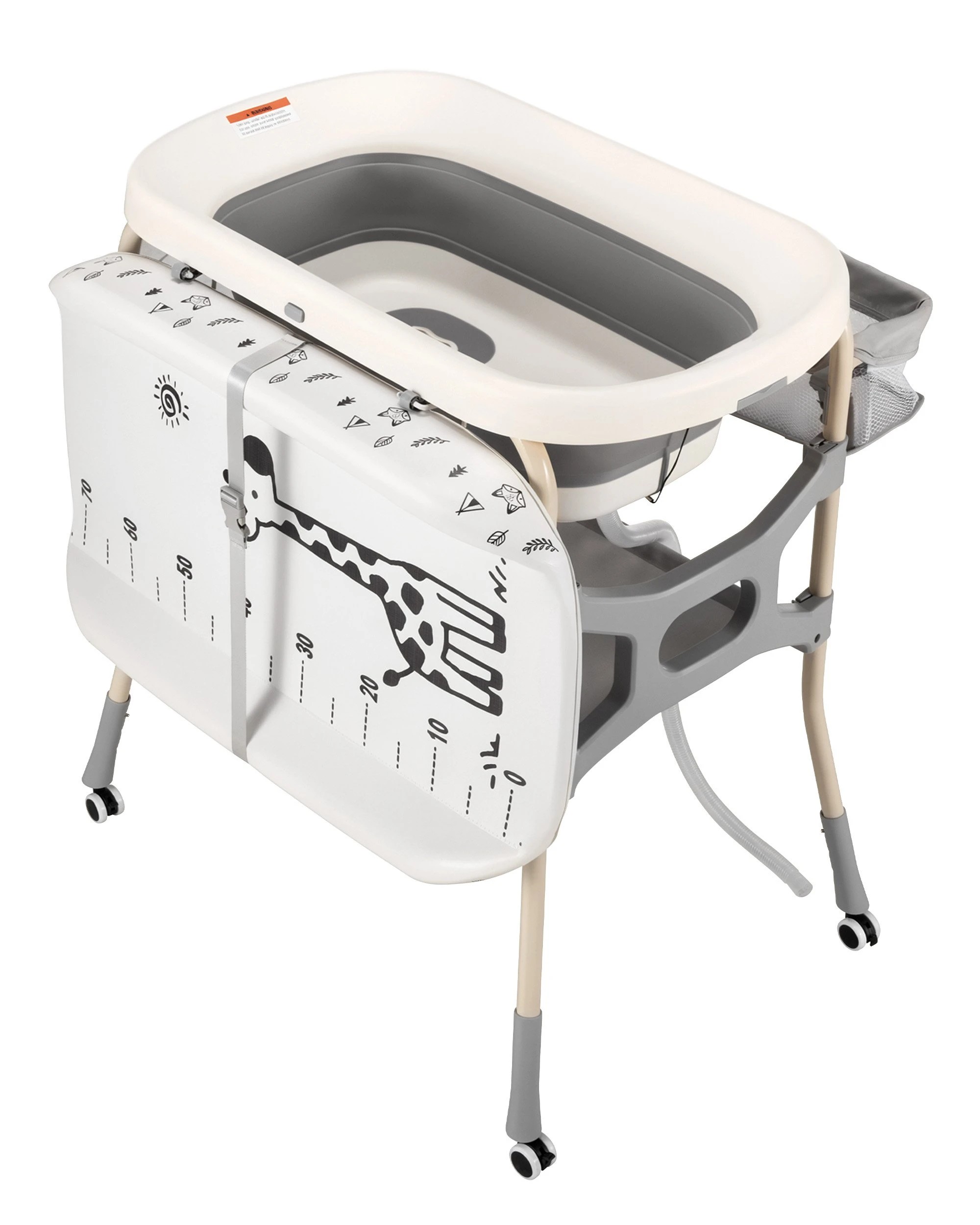 3 PlayPals Foldable Baby Bathtub with Changing Table w/ Wheels Diaper Change, 3 of 10