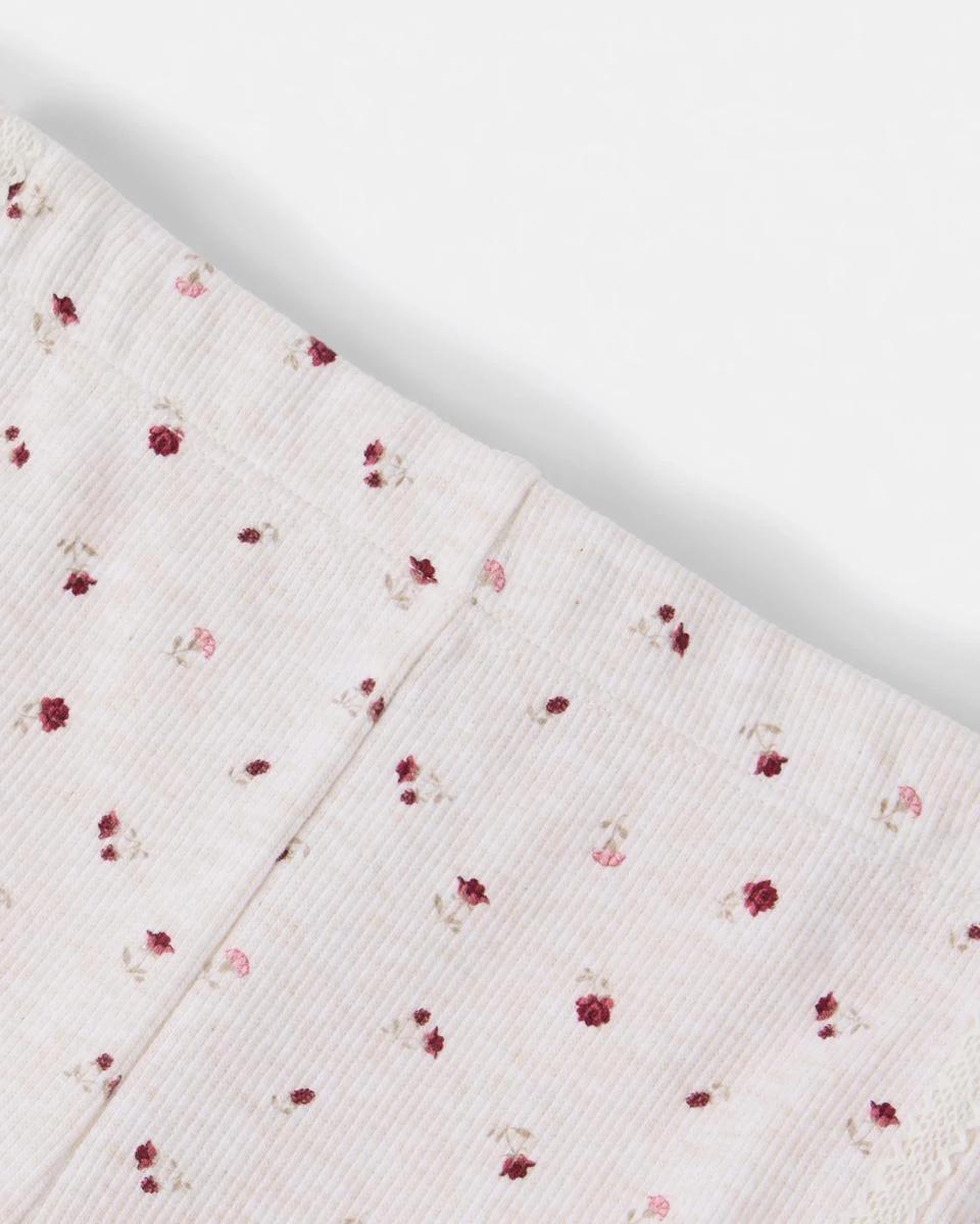 3 Cotton Lace Trim Flare Leggings Hony Flral, 3 of 3