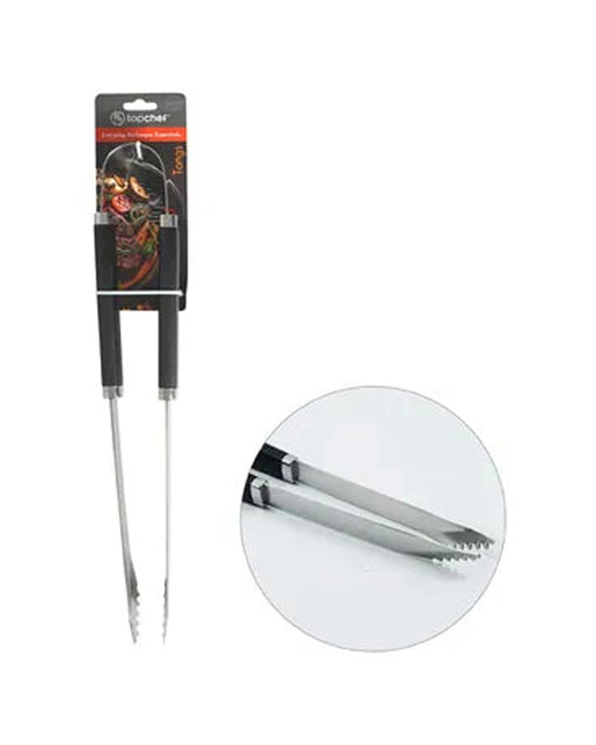 1 Top Chef Stainless Steel BBQ Tongs Ergonomic Handle 39cm Durable Grill Tool - Black, 1 of 1