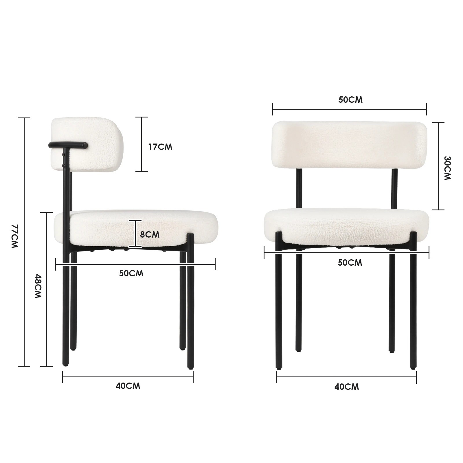 4 Advwin Set of 4 Dining Chairs Velvet Upholstered Padded Seat White, 4 of 4