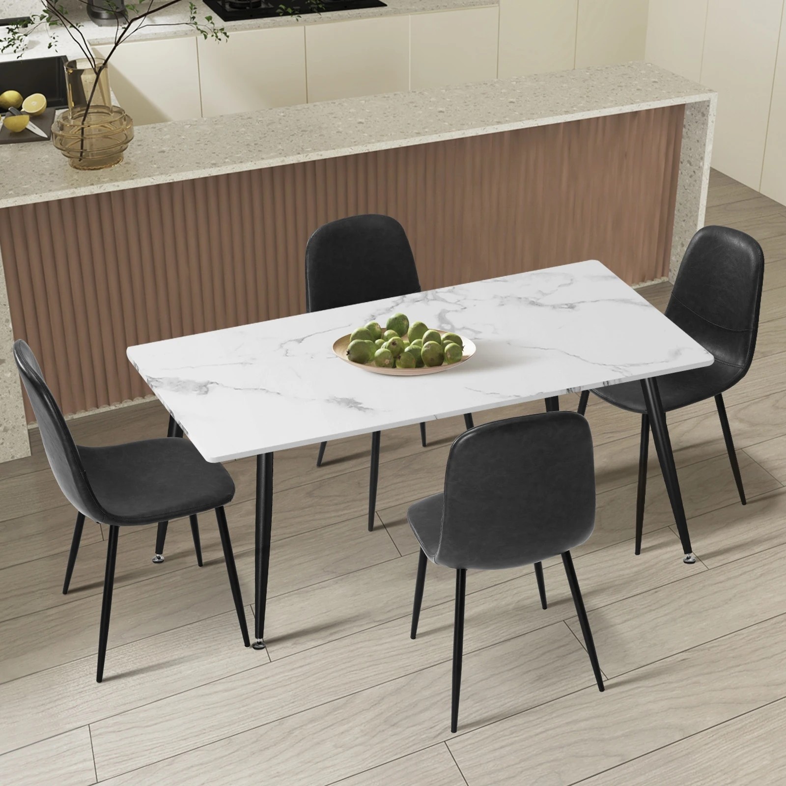 2 Oikiture 120cm Rectangle Dining Table With 4pcs Dining Chairs Pu
 - Multi, 2 of 10