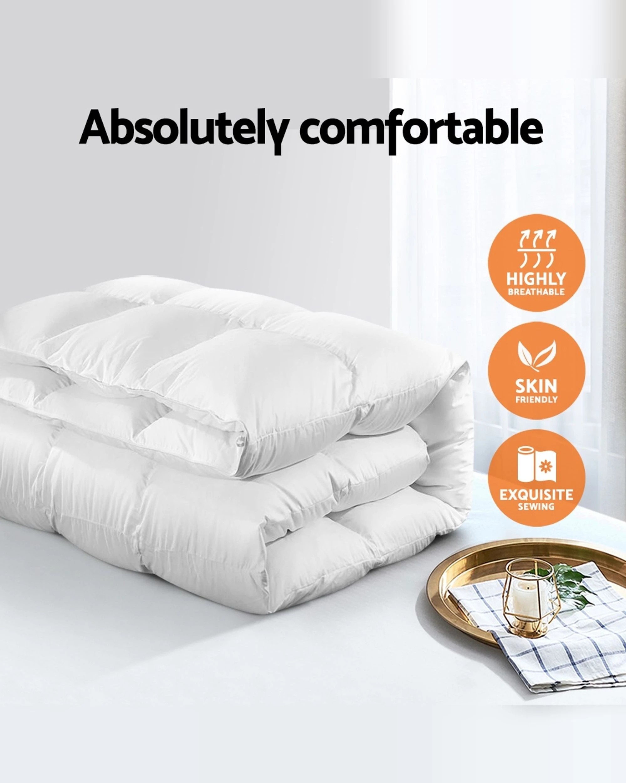 2 Giselle Bedding 500GSM Goose Down Feather Quilt King - King Bed - White, 2 of 6