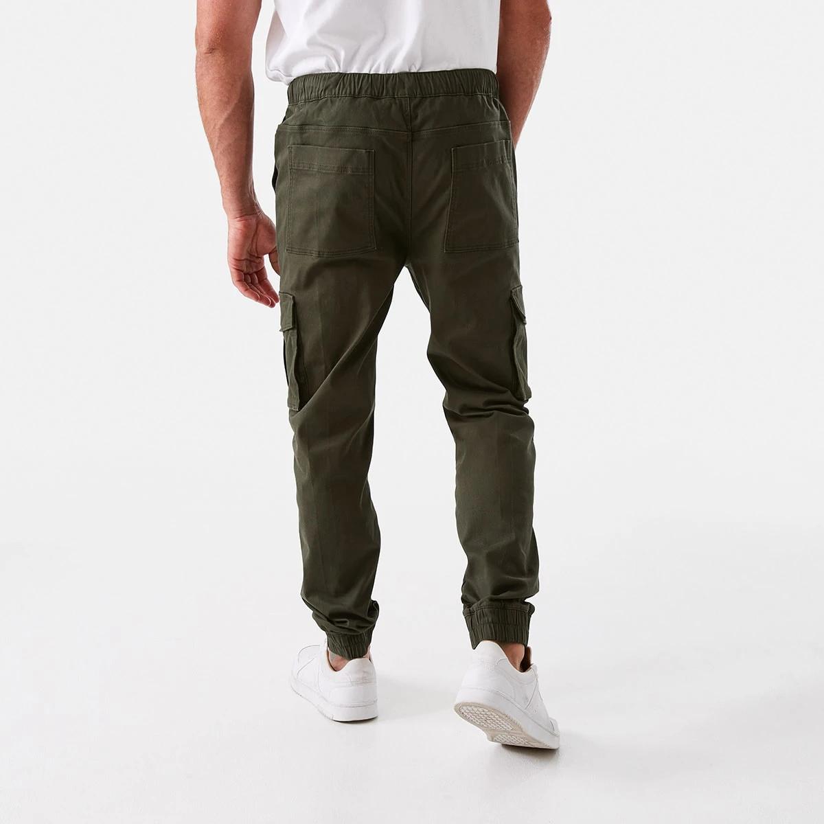 3 Elastic Waist and Cuffed Cargo Pants Grn Khaki, 3 of 6