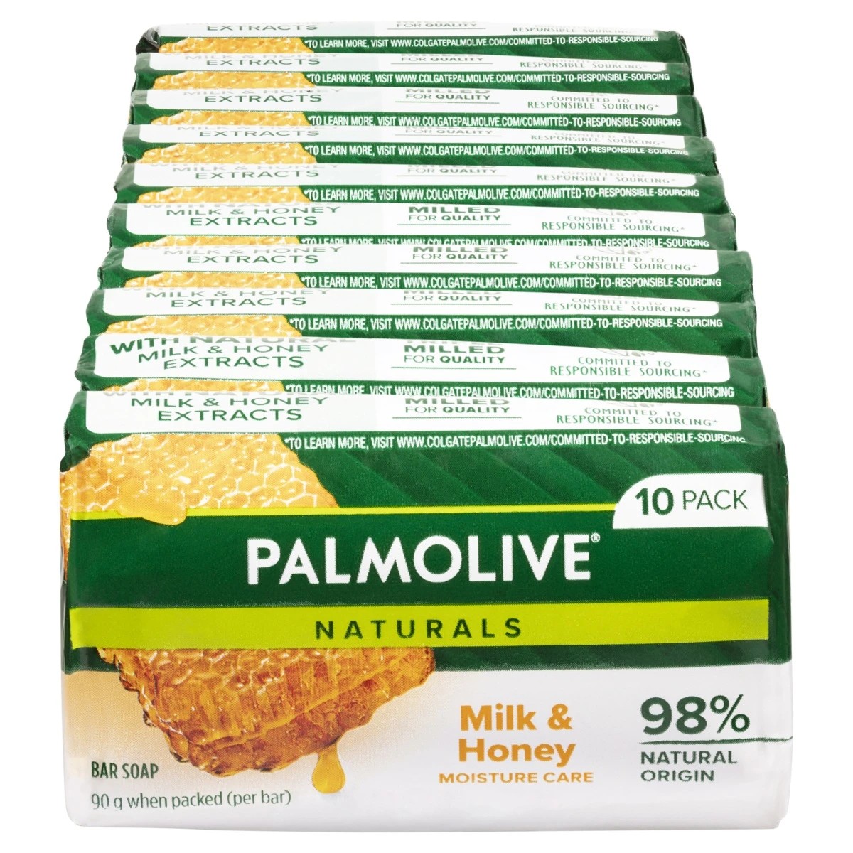 2 Palmolive 10 Pack Naturals Moisture Care Bar Soap 90g - Milk & Honey, 2 of 10