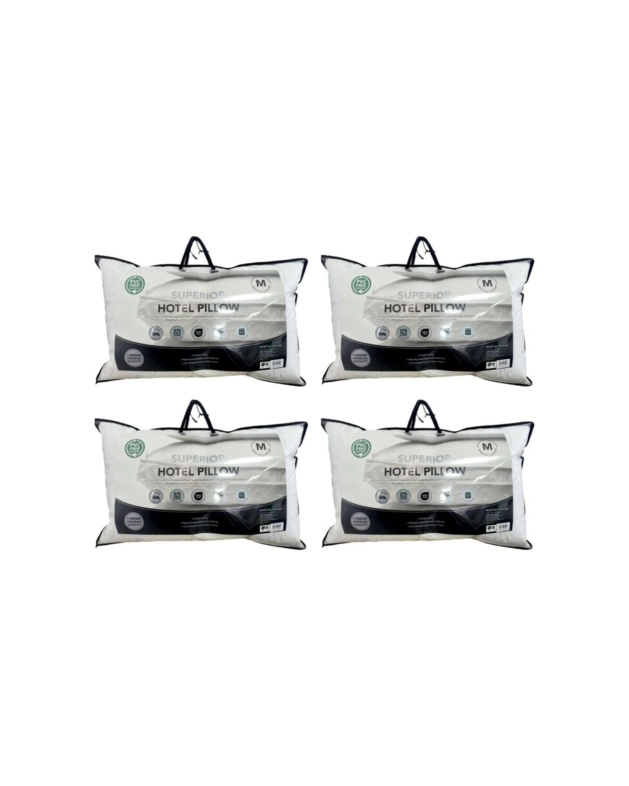 1 Grosvenor House 4pk Superior Hotel Pillows Microfibre Blend 375TC Cotton - White, 1 of 3