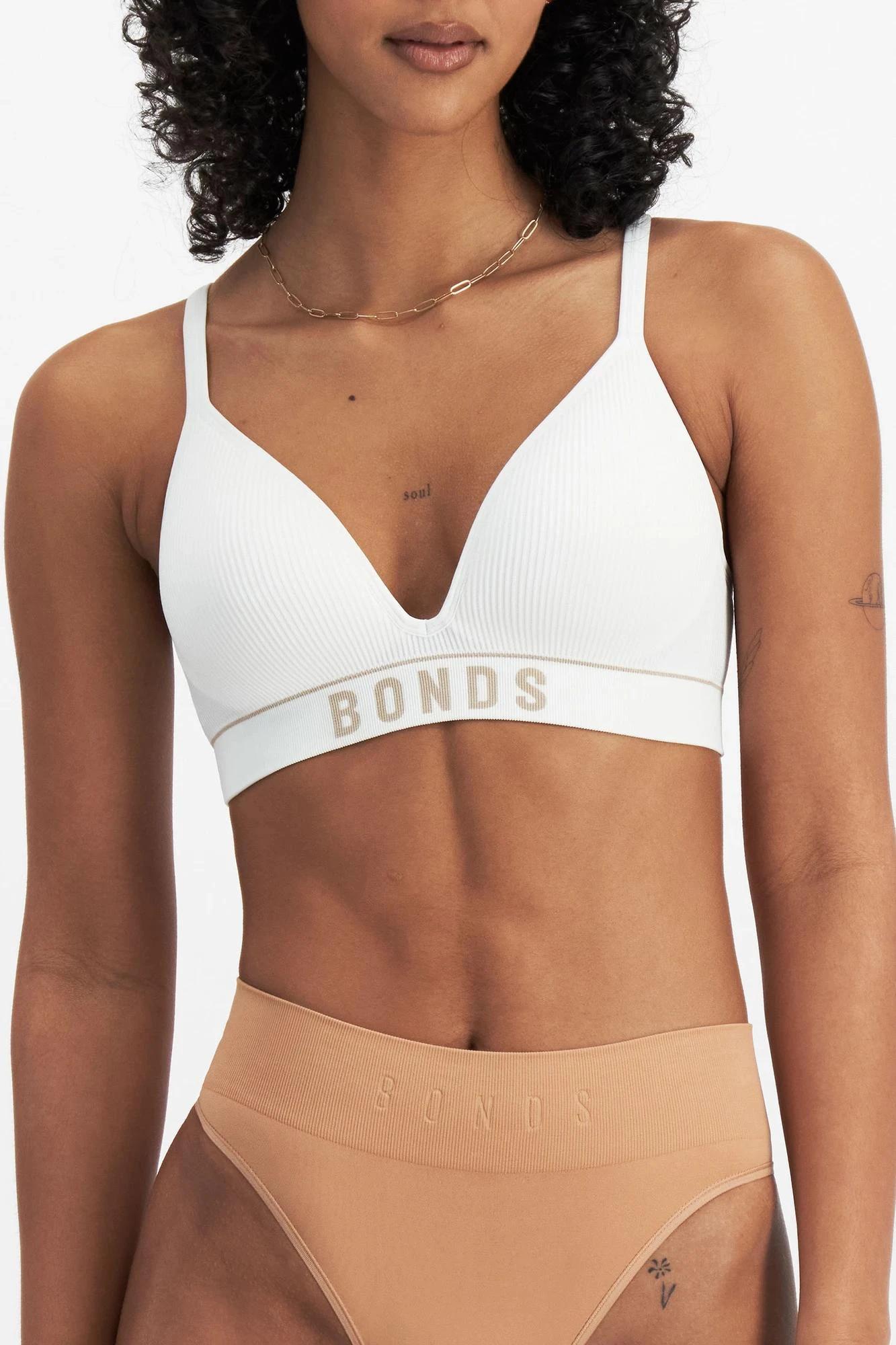1 Womens Retro Rib T-Shirt Crop Bra - Bonds WHITE/BLUSH, 1 of 8