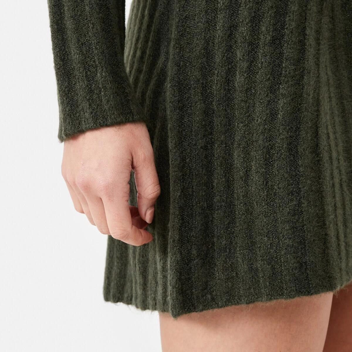 5 Long Sleeve Rib True Knit Skater Mini Dress Cargo Grn, 5 of 6