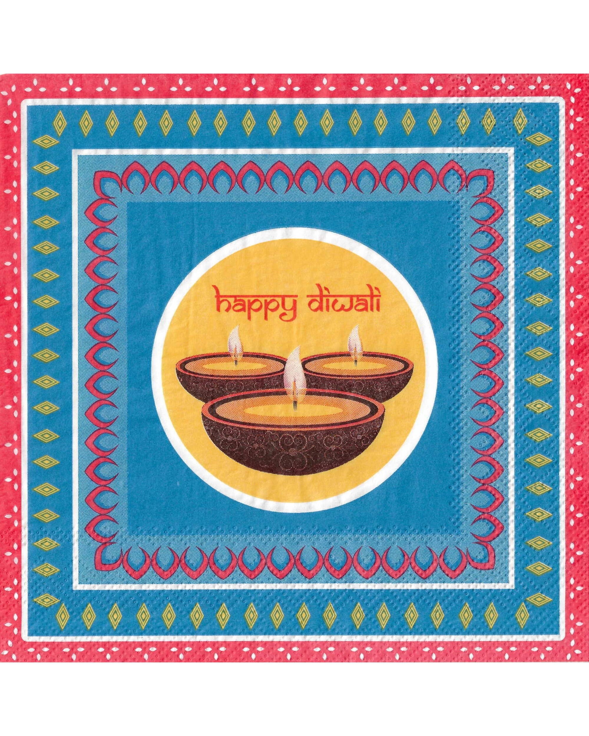1 Party Maker Happy Diwali Large Napkins Serviettes Pack of 16 - Multi, 1 of 1
