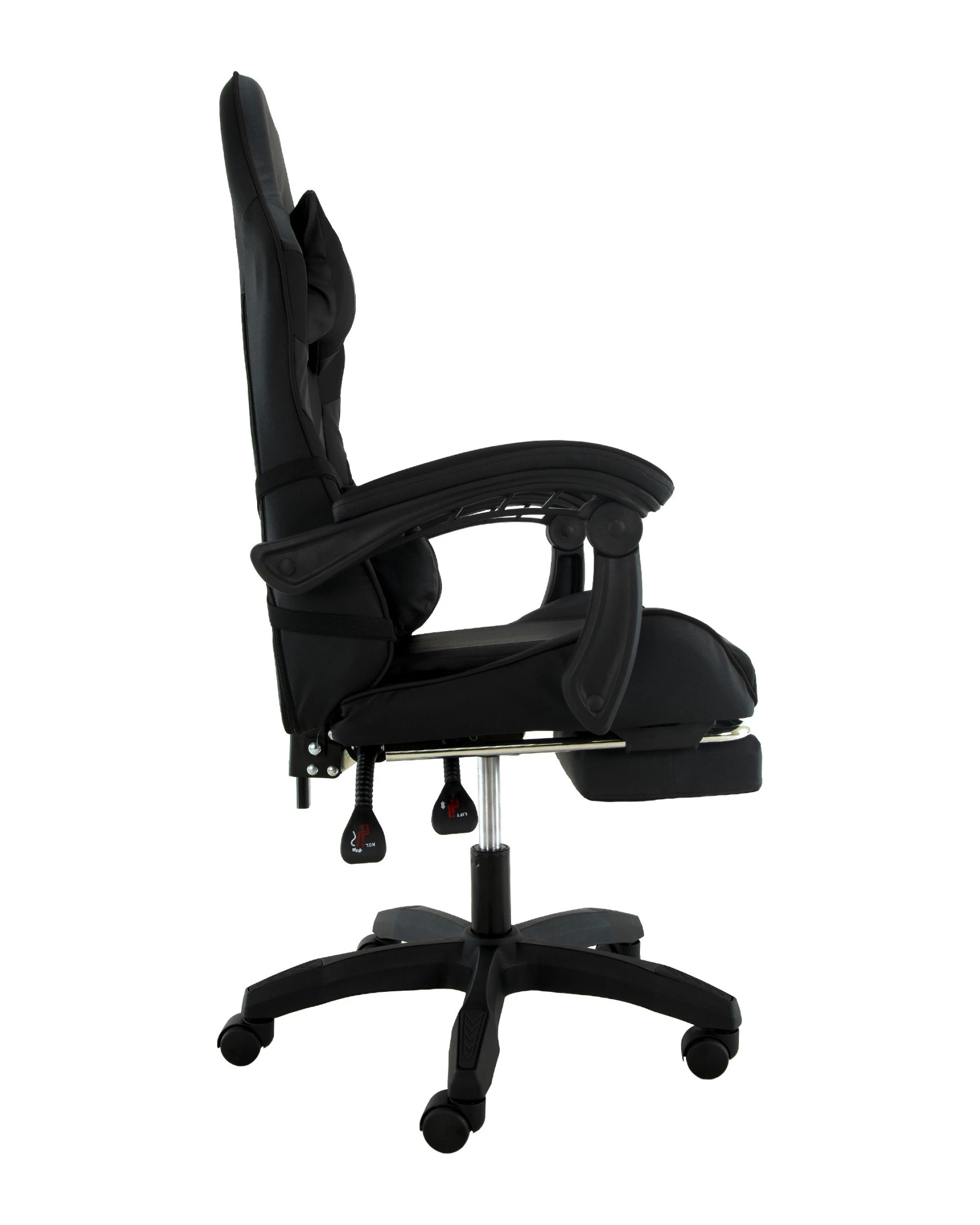 5 Sarantino Cueva Reclining High Back Office Gaming Chair Black Retractable Footrest Computer Seat, 5 of 5