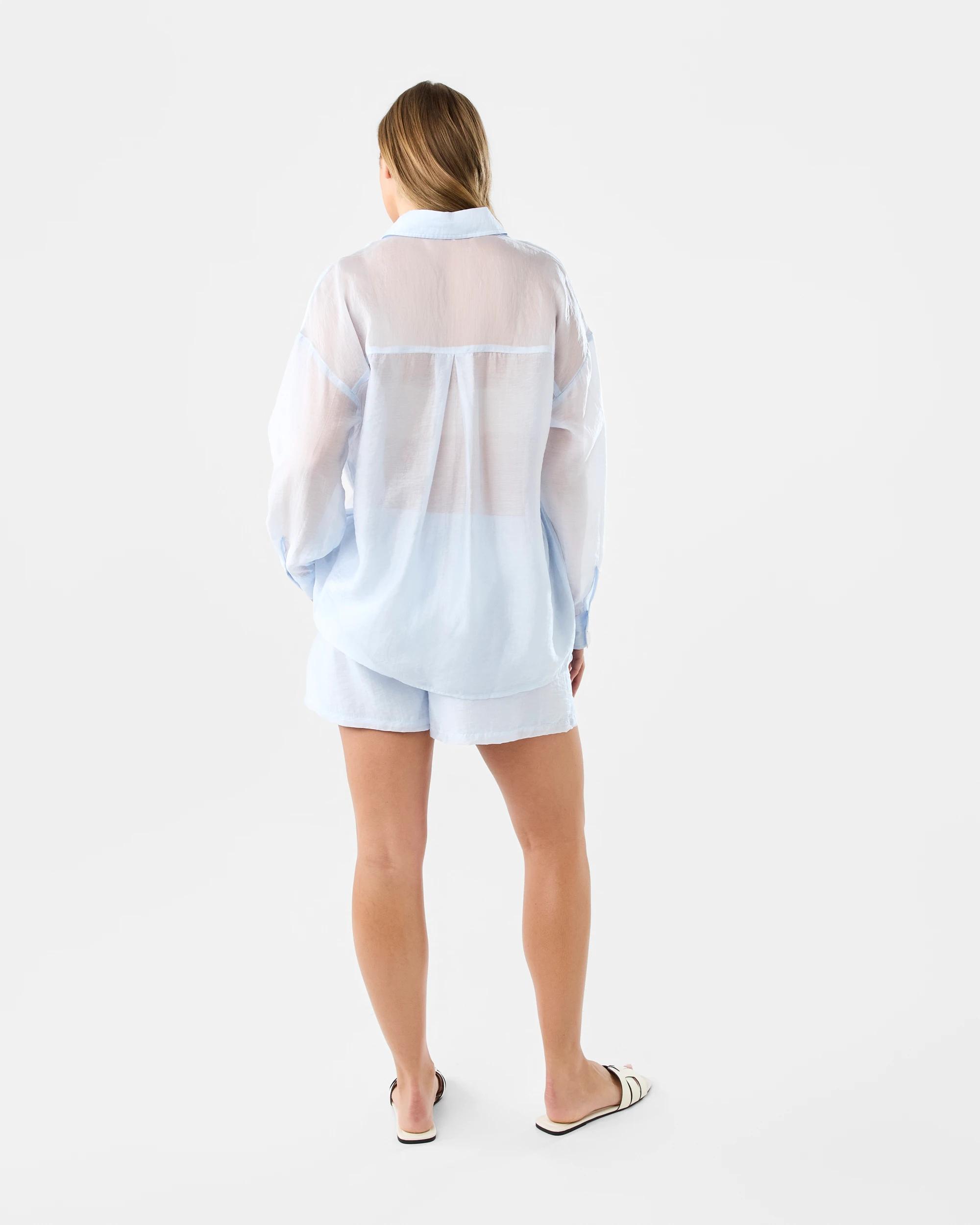 8 Tie Waist Sheer Shorts Powd Blue, 8 of 8
