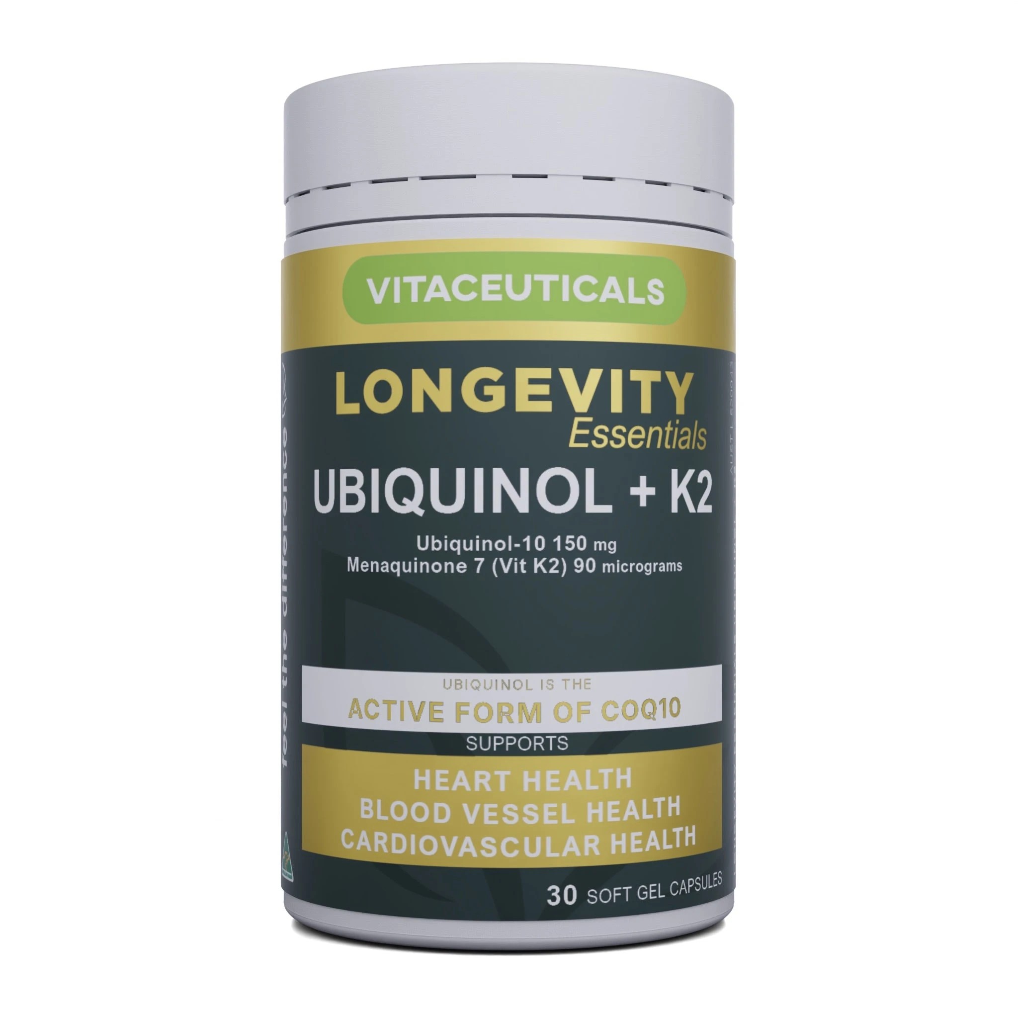 1 Vitaceuticals 30pc Longevity Essentials Ubiquinol + K2 Heart Health Capsules, 1 of 4