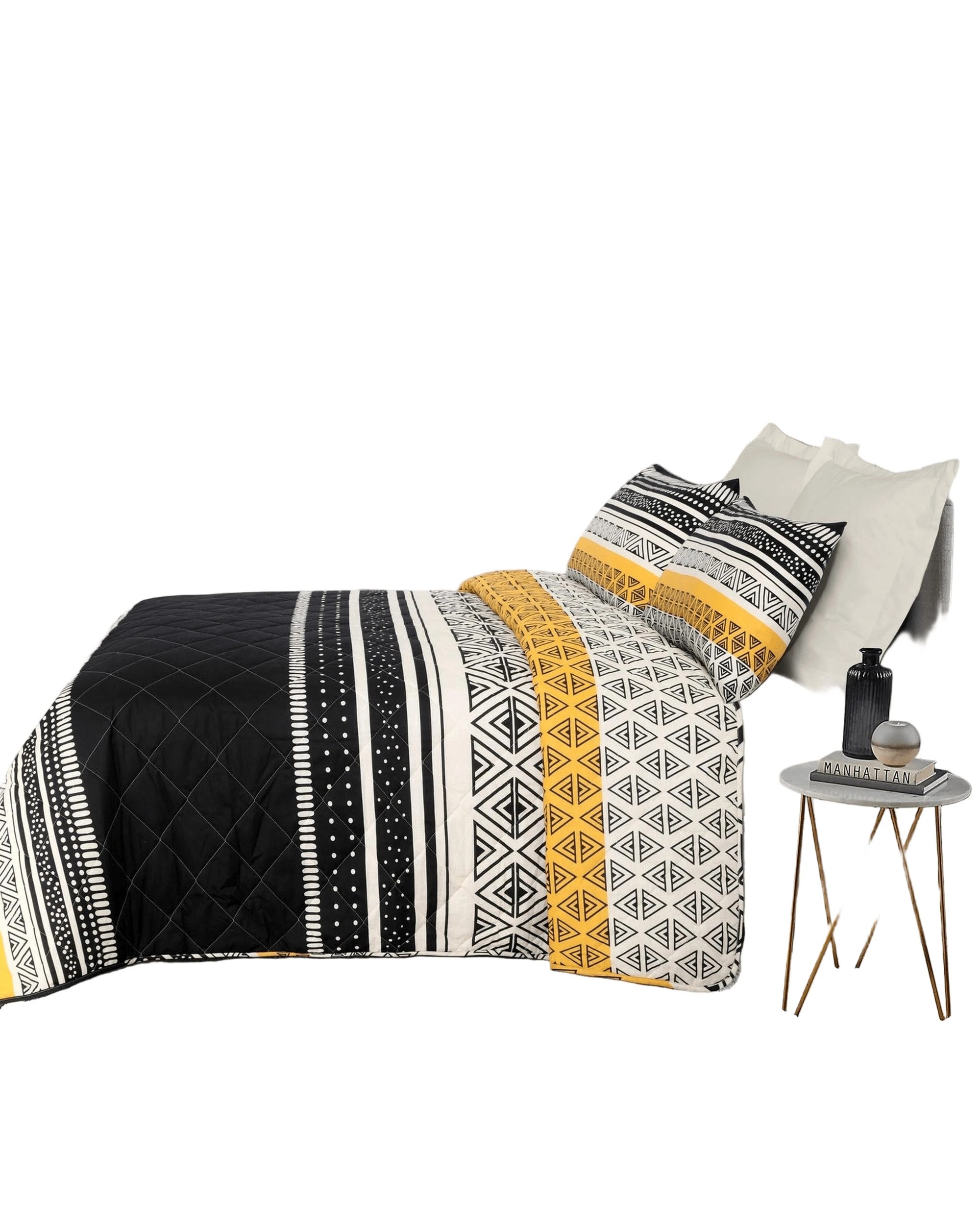 1 Amsons Pure Cotton Bedspread Set With Extra Standard Pillowcases - Queen Bed - Charcoal, 1 of 2