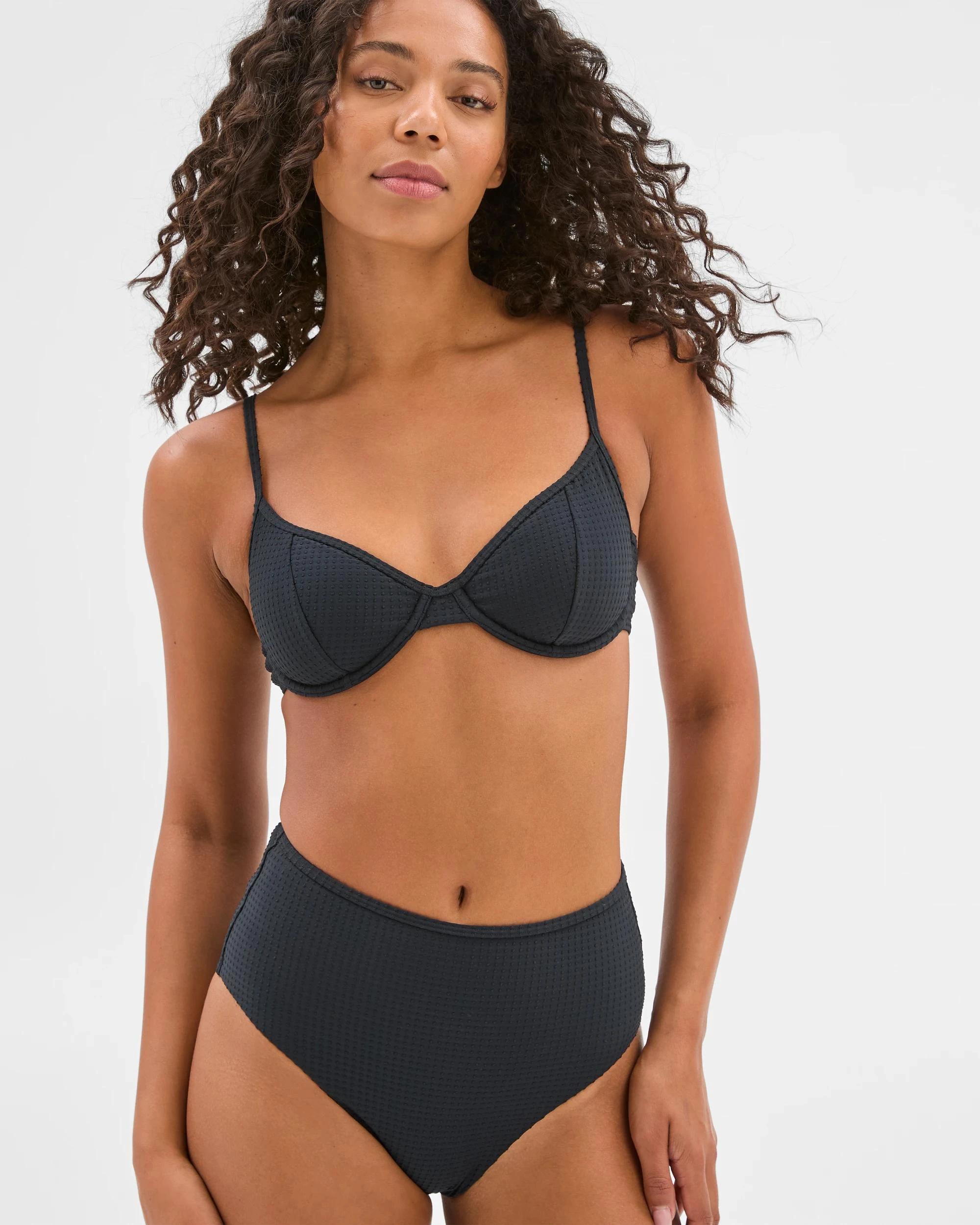 1 Target Resort Textured Half Cup Bikini Top BLACK, 1 of 10