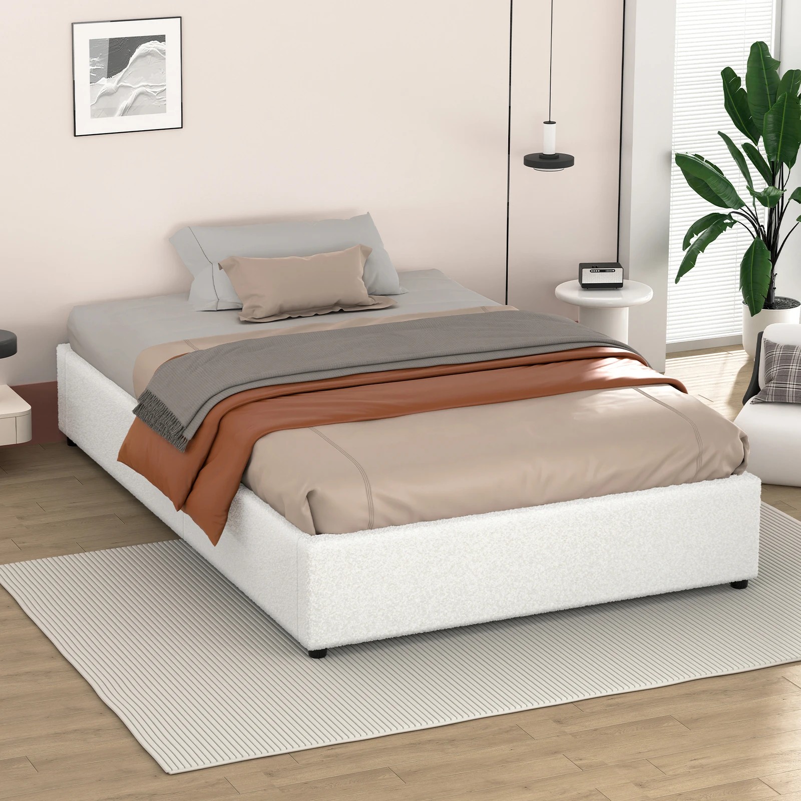 7 Alfordson Bed Frame King Single Gas Lift Storage Mattress Base Boucle Wilbur - White, 7 of 10