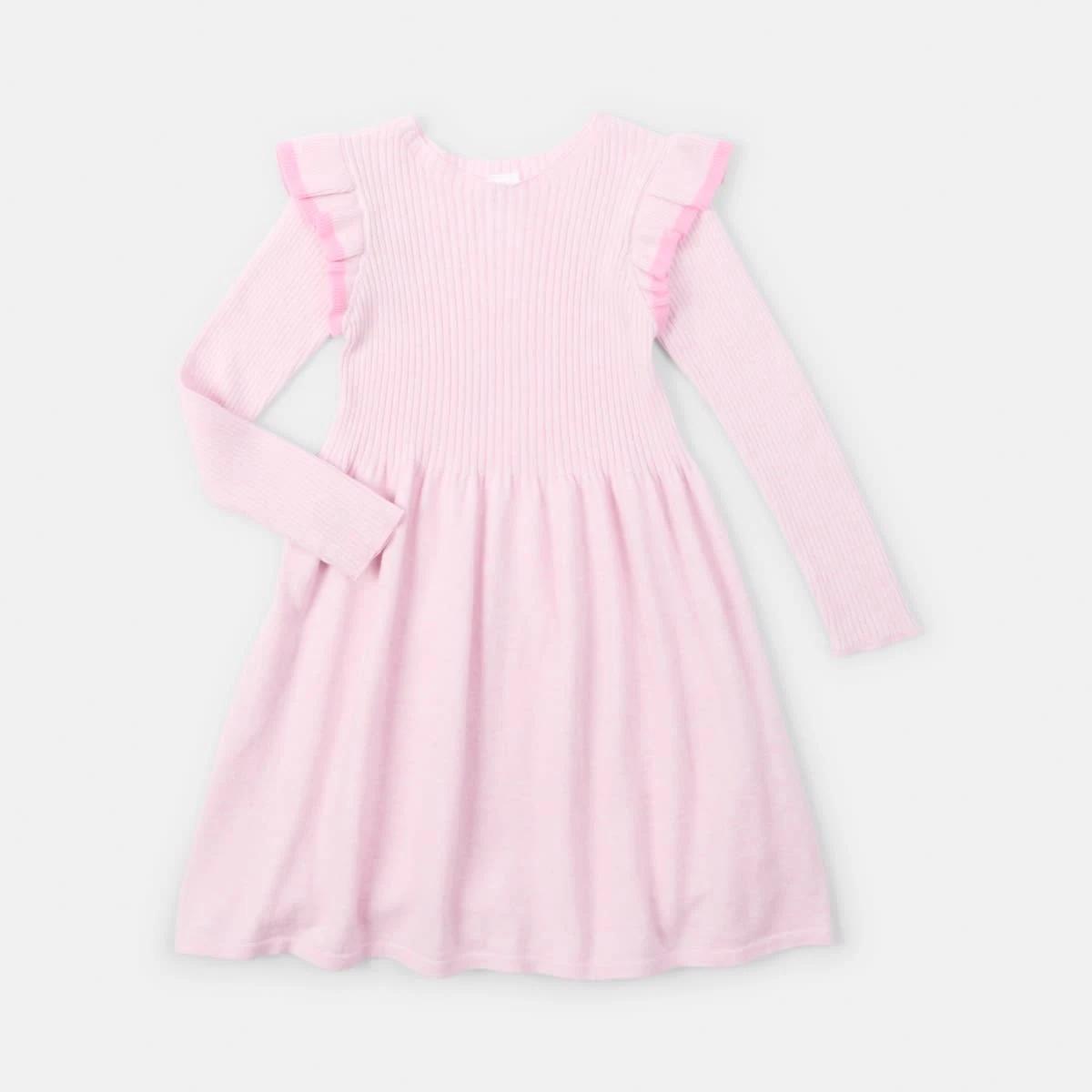8 Long Sleeve Viscose Knit Dress Pink Marle, 8 of 9